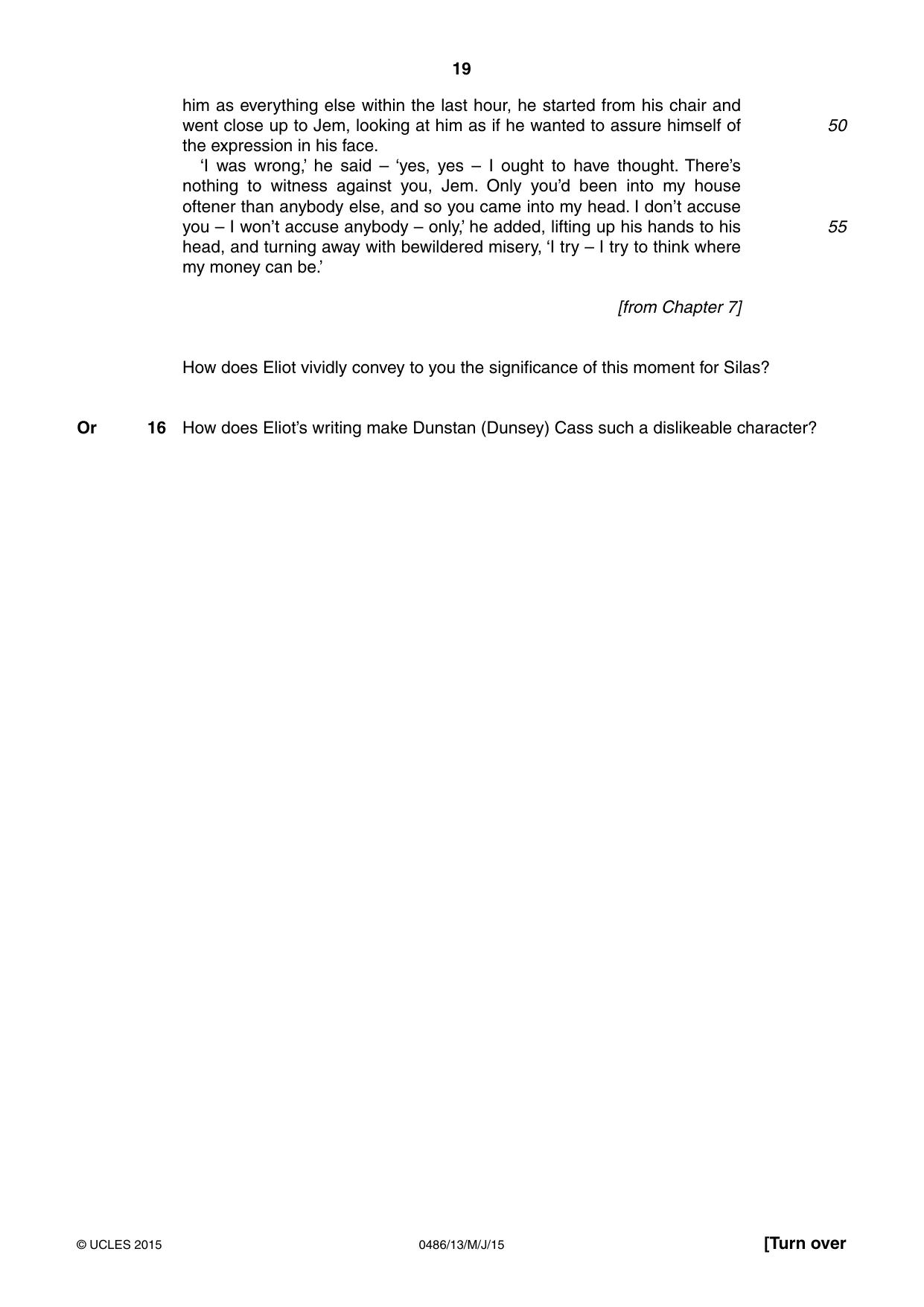 Cambridge IGCSE English - Literature 0486 2015 May/June Paper 1 · Variant 3 question paper, page 19 of 28
