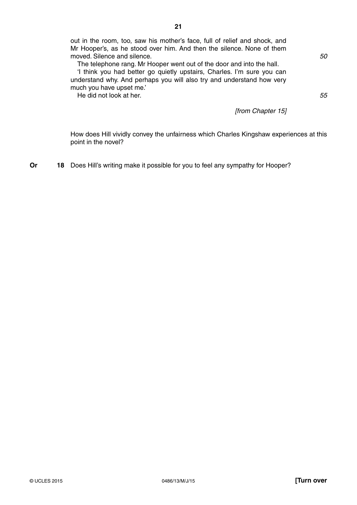 Cambridge IGCSE English - Literature 0486 2015 May/June Paper 1 · Variant 3 question paper, page 21 of 28