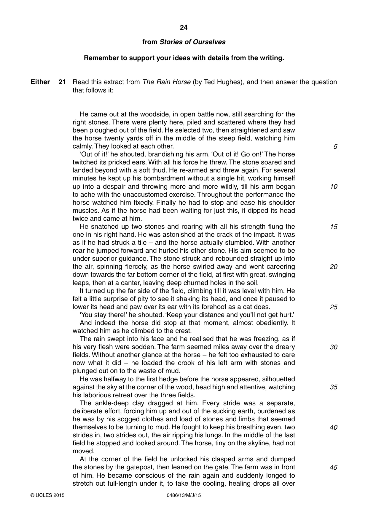 Cambridge IGCSE English - Literature 0486 2015 May/June Paper 1 · Variant 3 question paper, page 24 of 28