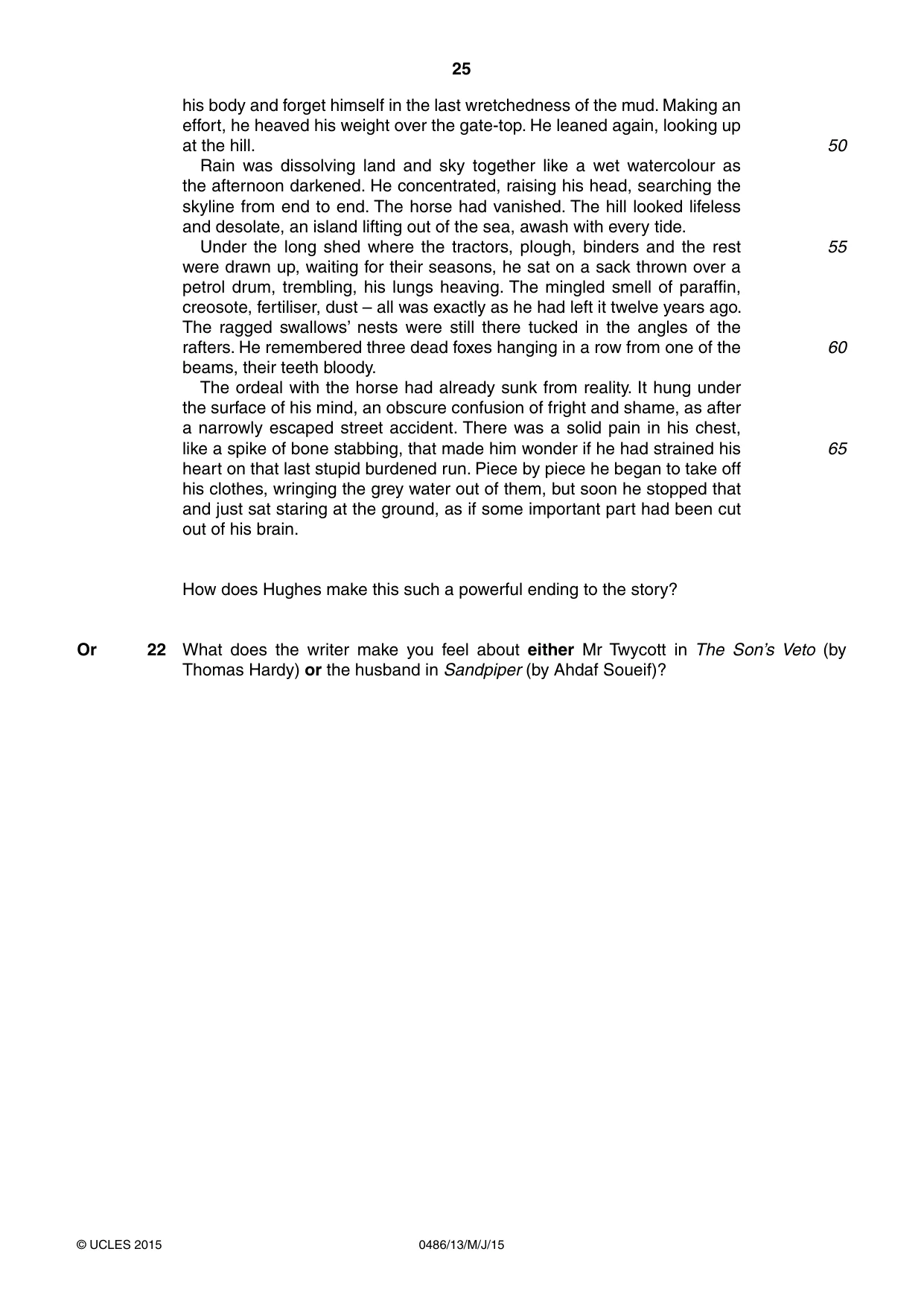 Cambridge IGCSE English - Literature 0486 2015 May/June Paper 1 · Variant 3 question paper, page 25 of 28