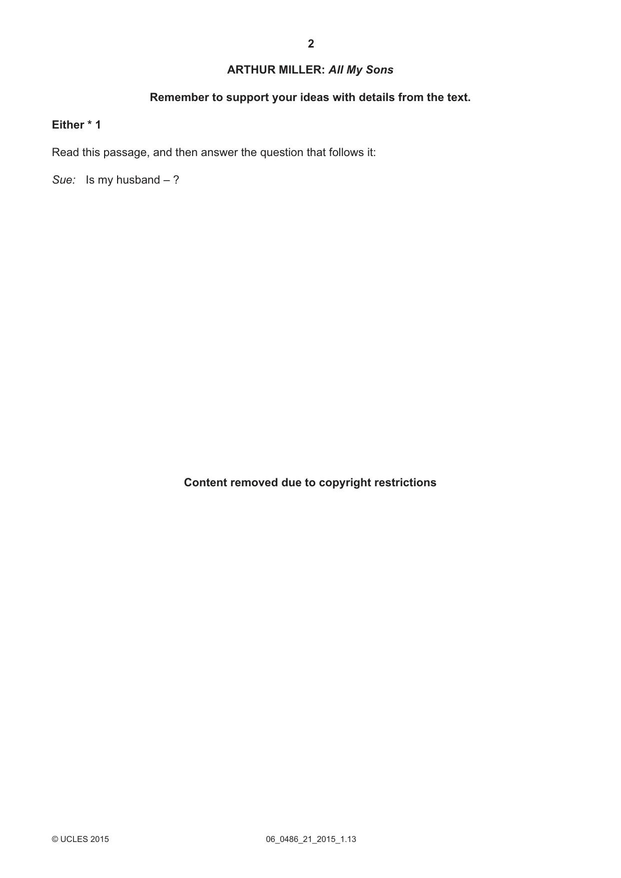 Cambridge IGCSE English - Literature 0486 2015 May/June Paper 2 · Variant 1 question paper, page 2 of 16