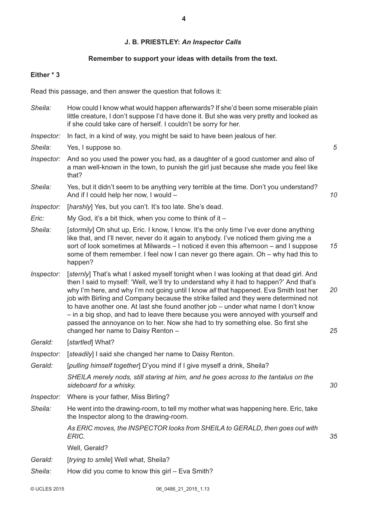 Cambridge IGCSE English - Literature 0486 2015 May/June Paper 2 · Variant 1 question paper, page 4 of 16