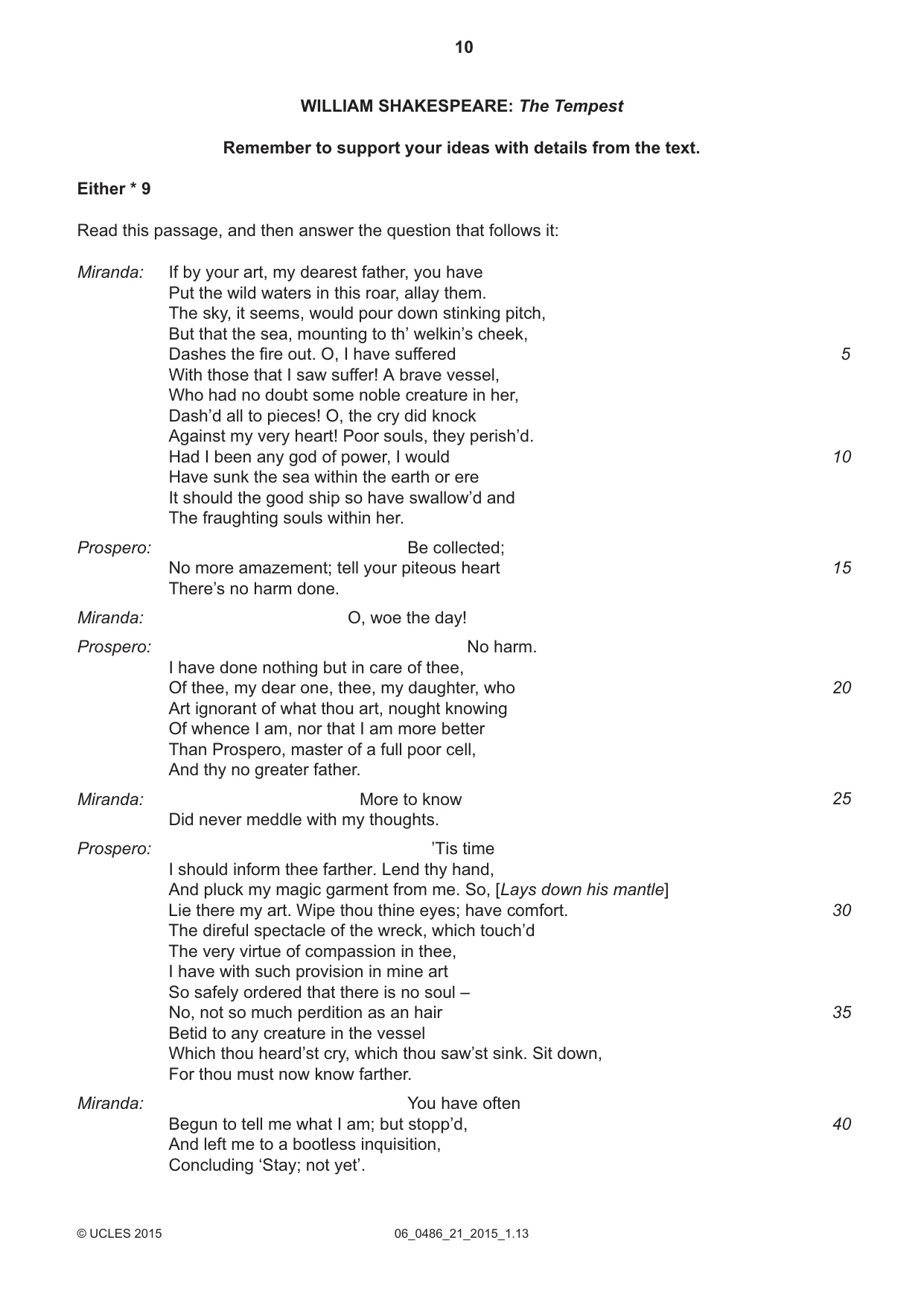 Cambridge IGCSE English - Literature 0486 2015 May/June Paper 2 · Variant 1 question paper, page 10 of 16