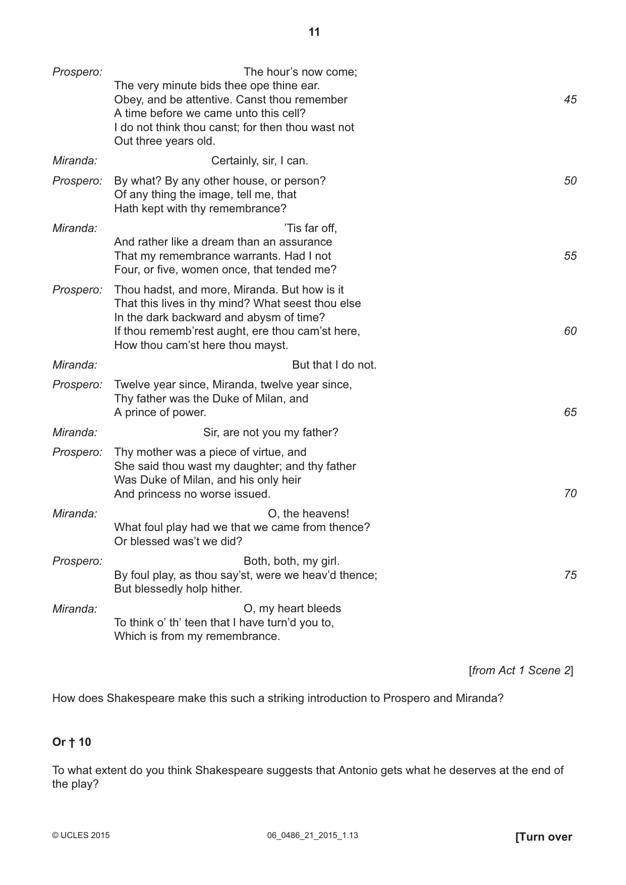 Cambridge IGCSE English - Literature 0486 2015 May/June Paper 2 · Variant 1 question paper, page 11 of 16