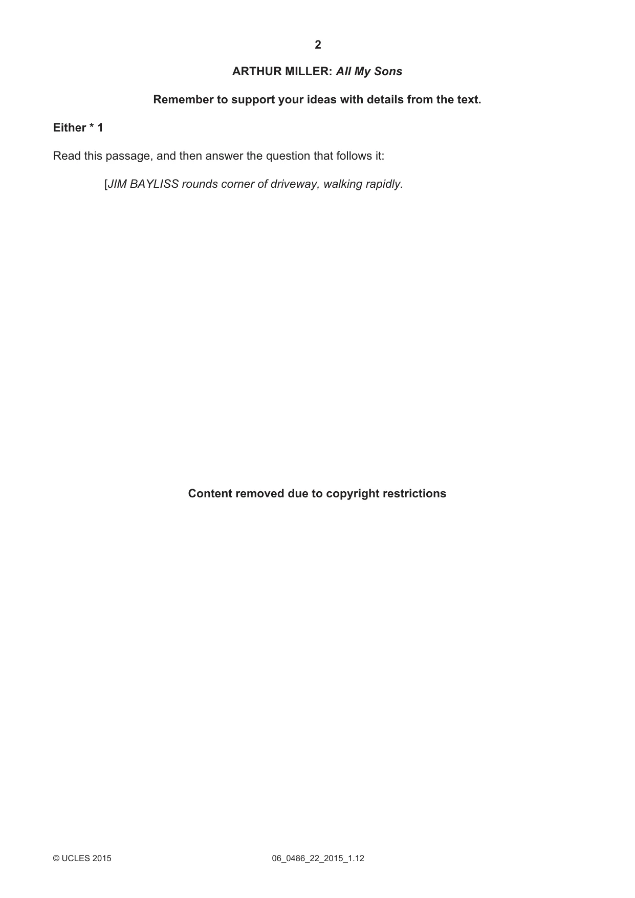 Cambridge IGCSE English - Literature 0486 2015 May/June Paper 2 · Variant 2 question paper, page 2 of 16
