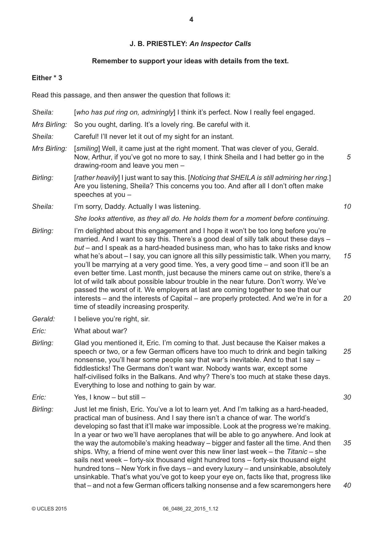 Cambridge IGCSE English - Literature 0486 2015 May/June Paper 2 · Variant 2 question paper, page 4 of 16