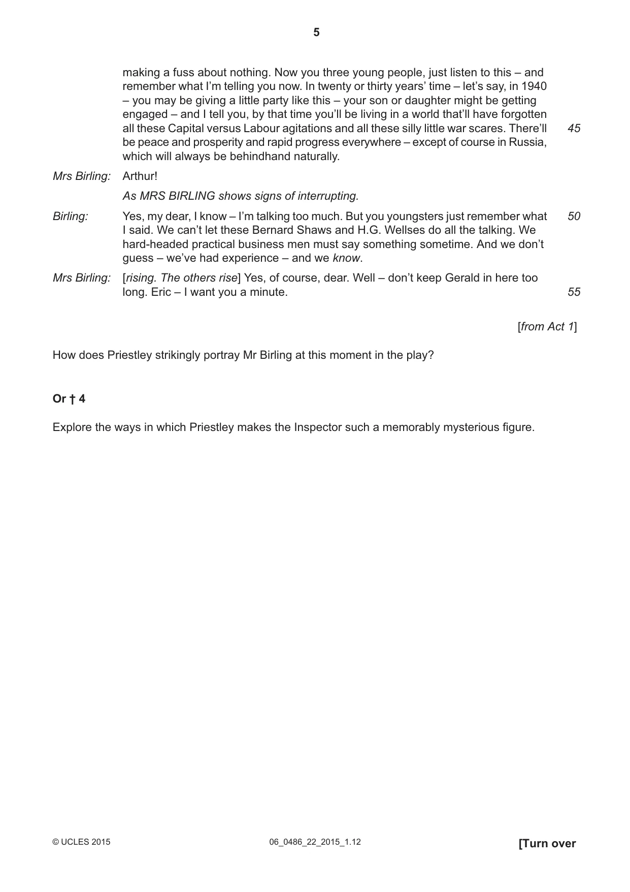 Cambridge IGCSE English - Literature 0486 2015 May/June Paper 2 · Variant 2 question paper, page 5 of 16