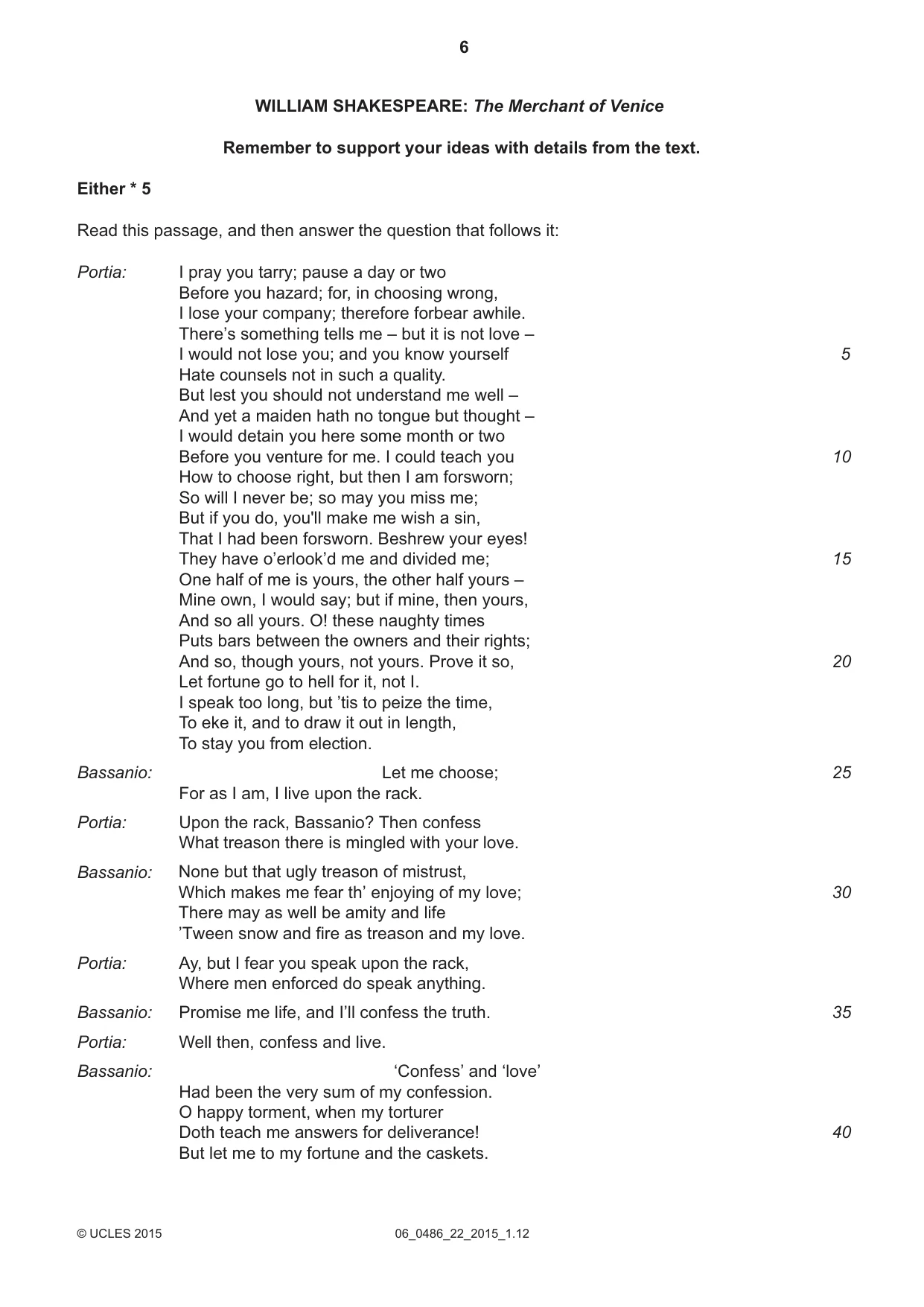Cambridge IGCSE English - Literature 0486 2015 May/June Paper 2 · Variant 2 question paper, page 6 of 16
