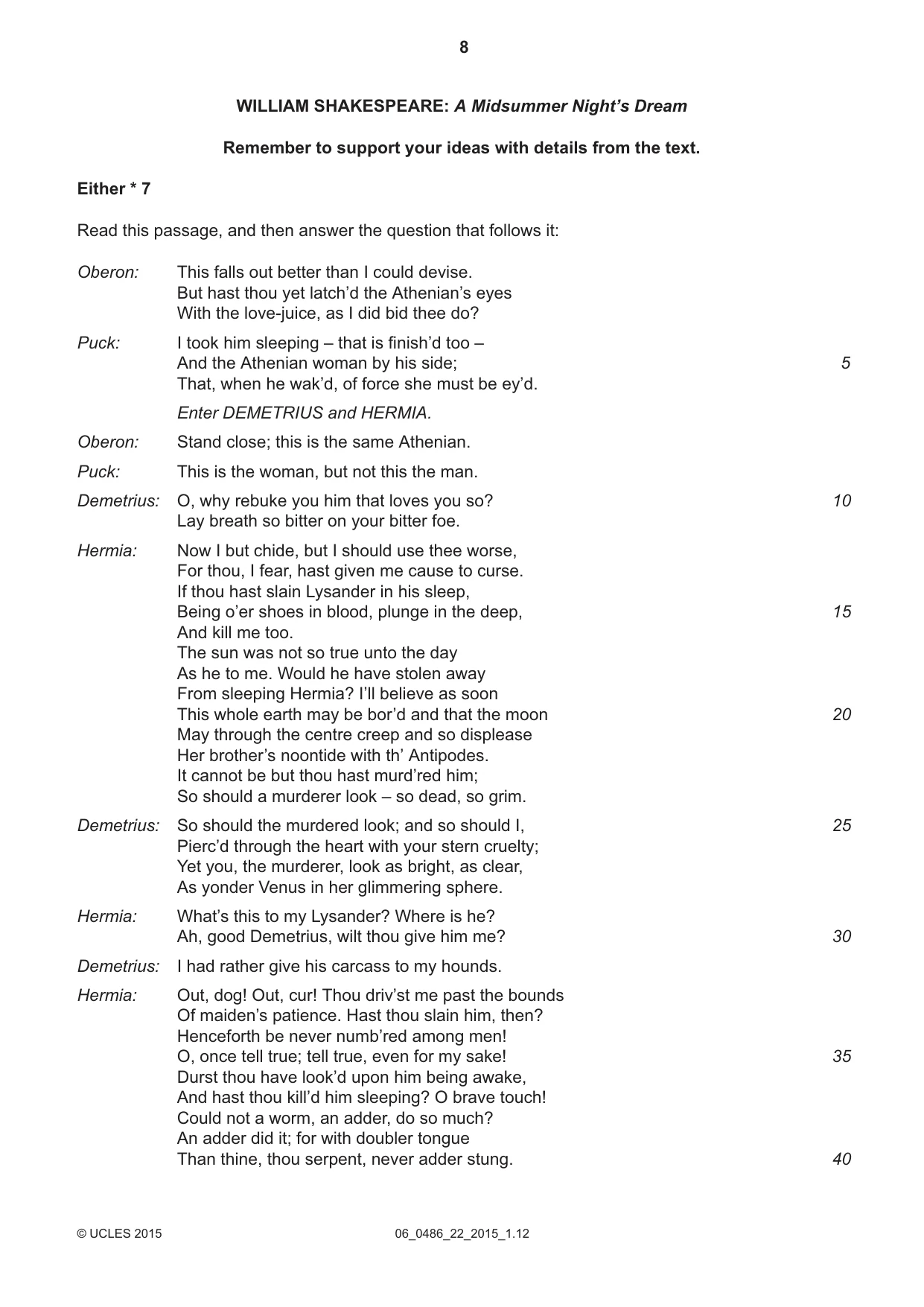 Cambridge IGCSE English - Literature 0486 2015 May/June Paper 2 · Variant 2 question paper, page 8 of 16