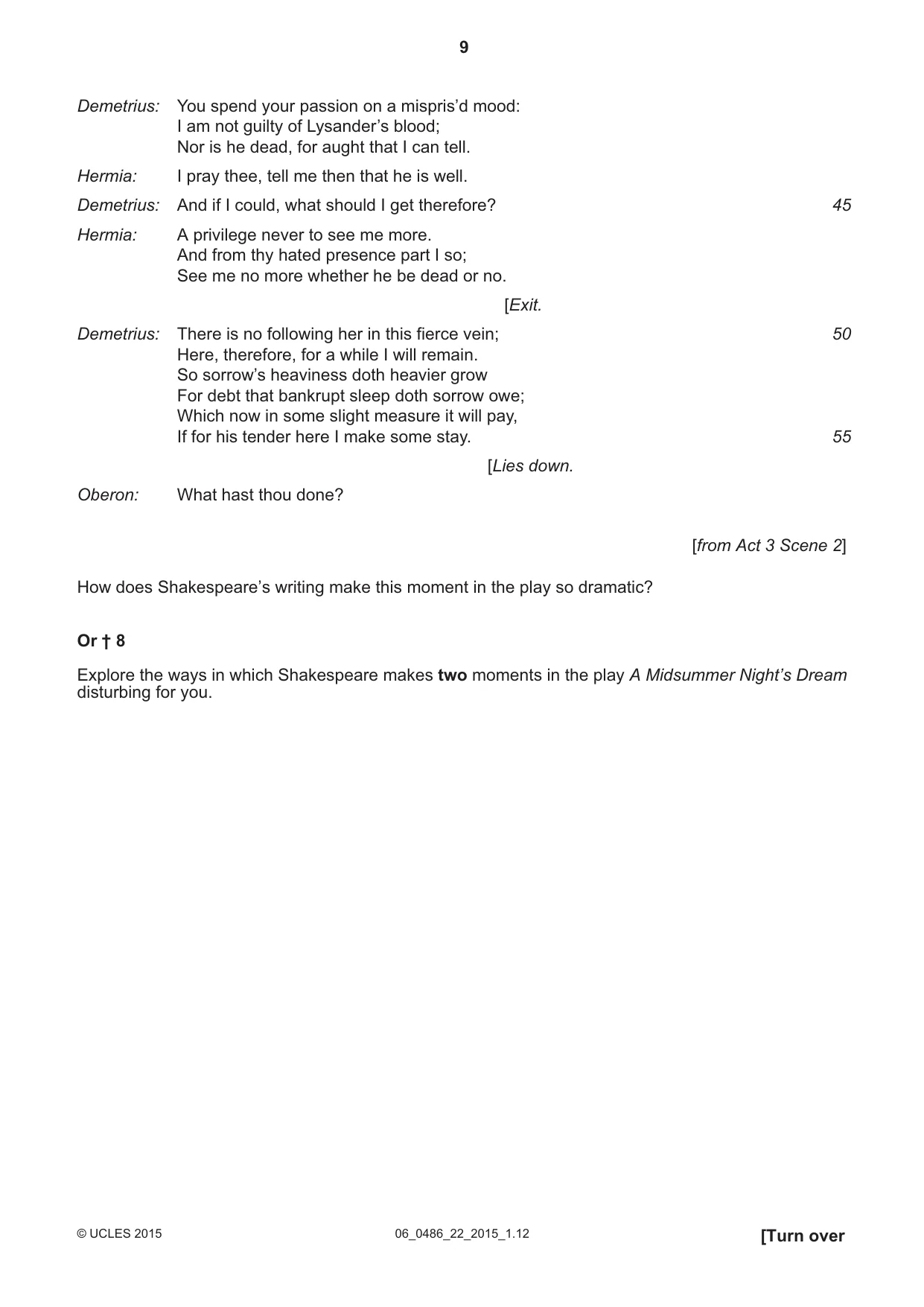 Cambridge IGCSE English - Literature 0486 2015 May/June Paper 2 · Variant 2 question paper, page 9 of 16