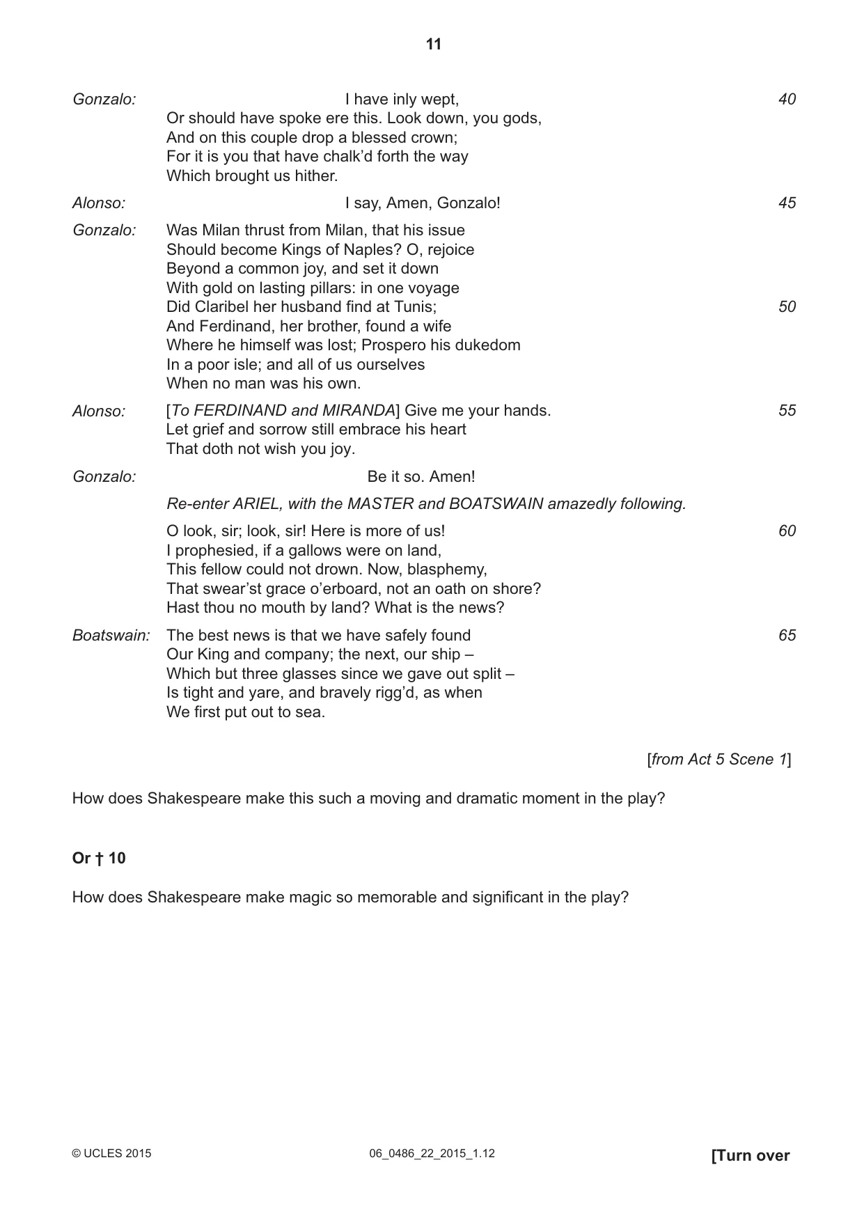 Cambridge IGCSE English - Literature 0486 2015 May/June Paper 2 · Variant 2 question paper, page 11 of 16