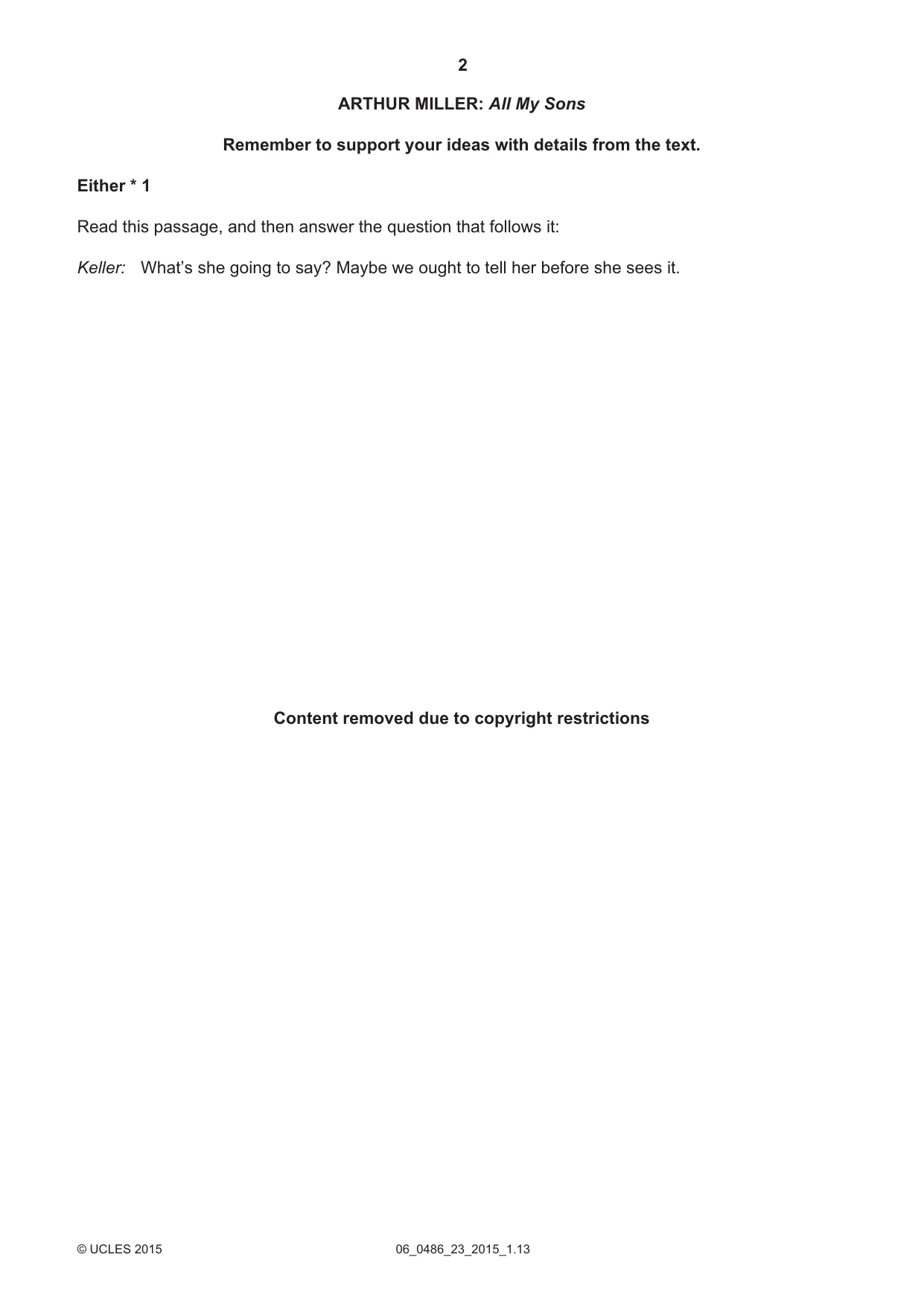 Cambridge IGCSE English - Literature 0486 2015 May/June Paper 2 · Variant 3 question paper, page 2 of 16