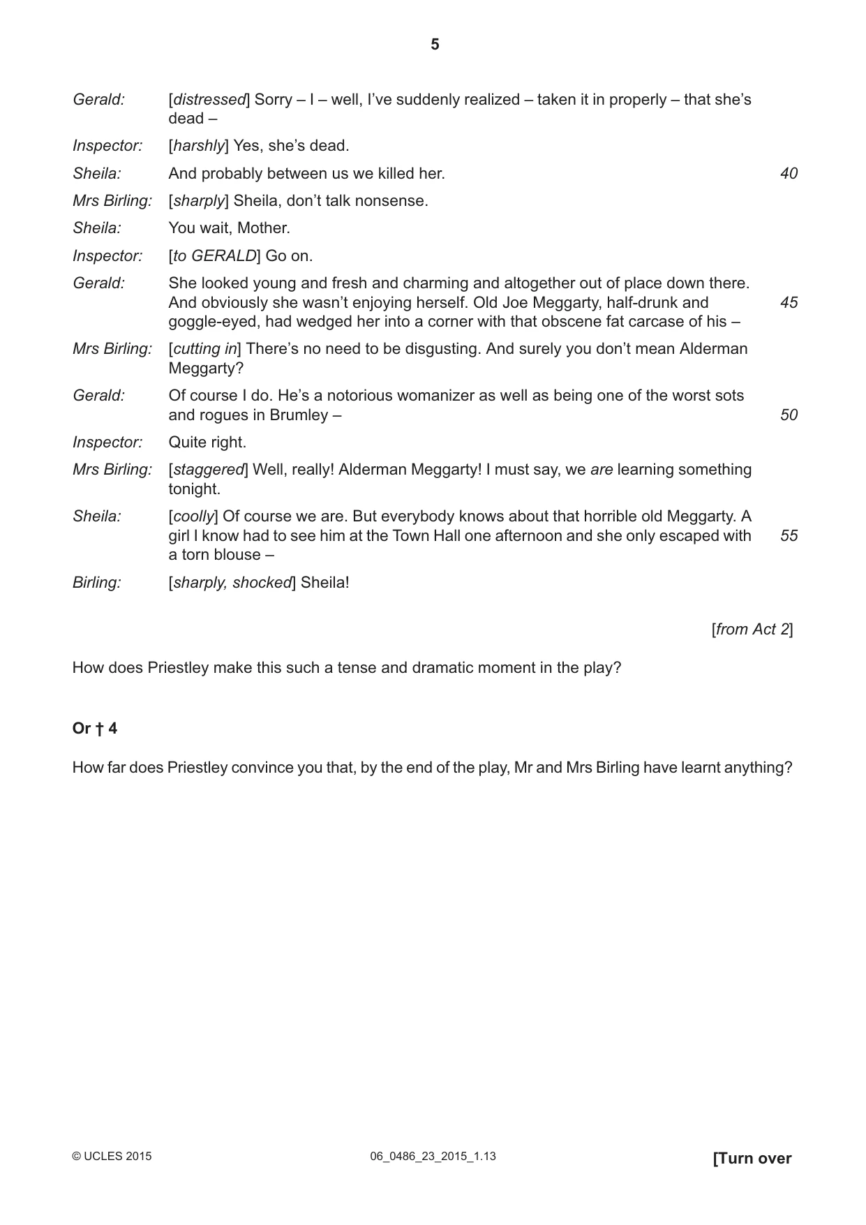 Cambridge IGCSE English - Literature 0486 2015 May/June Paper 2 · Variant 3 question paper, page 5 of 16