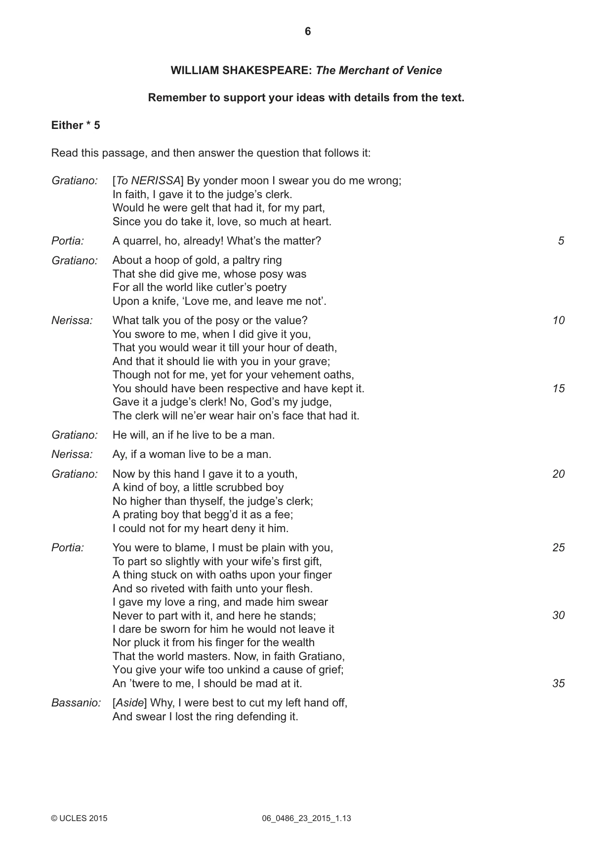 Cambridge IGCSE English - Literature 0486 2015 May/June Paper 2 · Variant 3 question paper, page 6 of 16