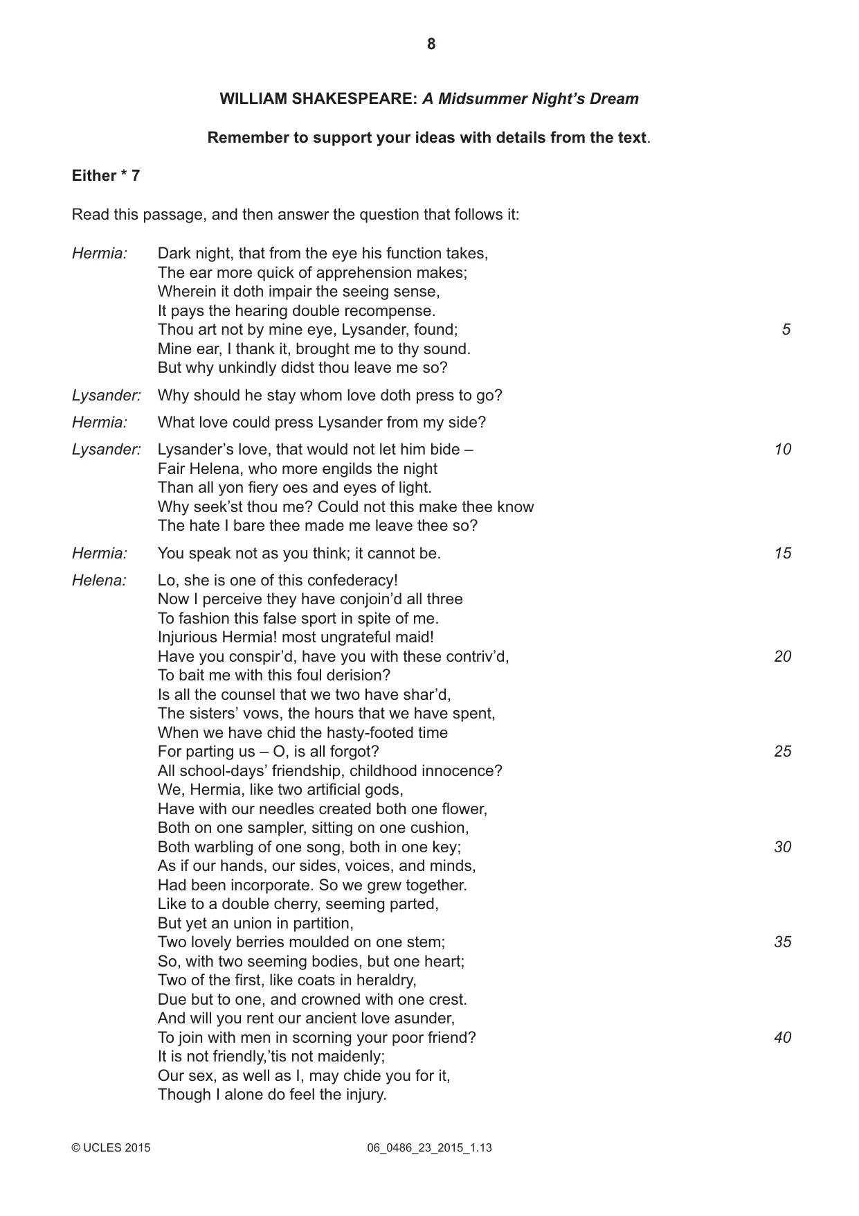 Cambridge IGCSE English - Literature 0486 2015 May/June Paper 2 · Variant 3 question paper, page 8 of 16