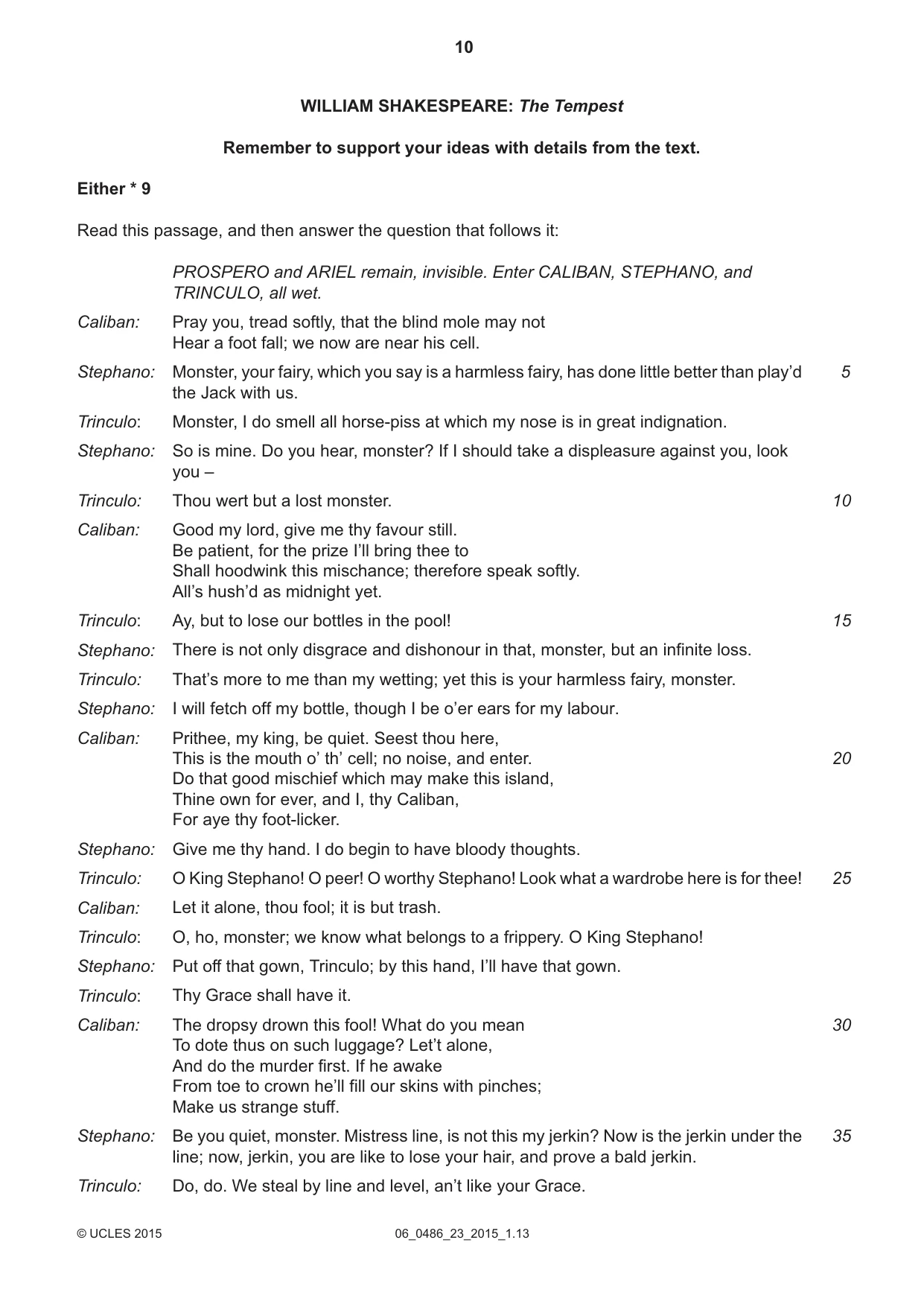 Cambridge IGCSE English - Literature 0486 2015 May/June Paper 2 · Variant 3 question paper, page 10 of 16