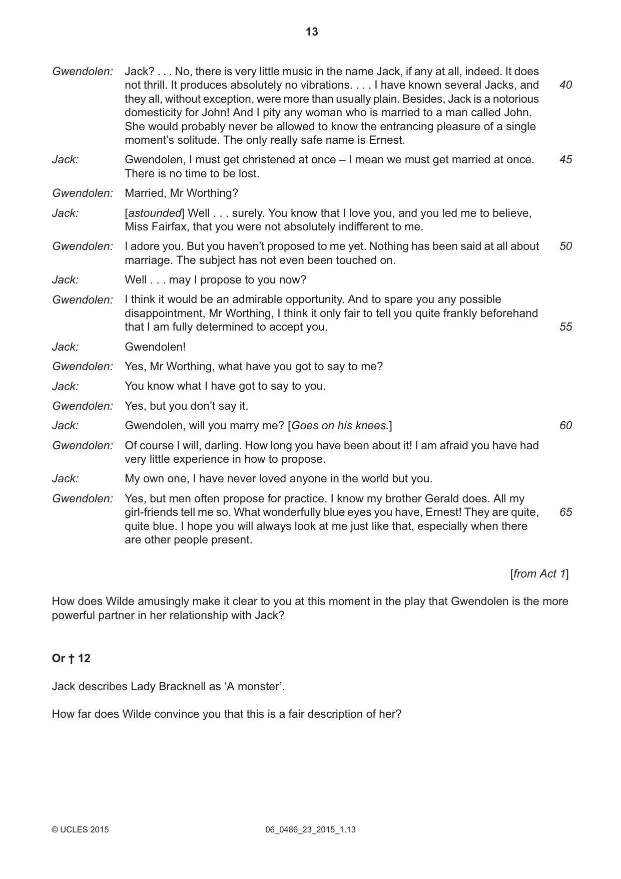 Cambridge IGCSE English - Literature 0486 2015 May/June Paper 2 · Variant 3 question paper, page 13 of 16