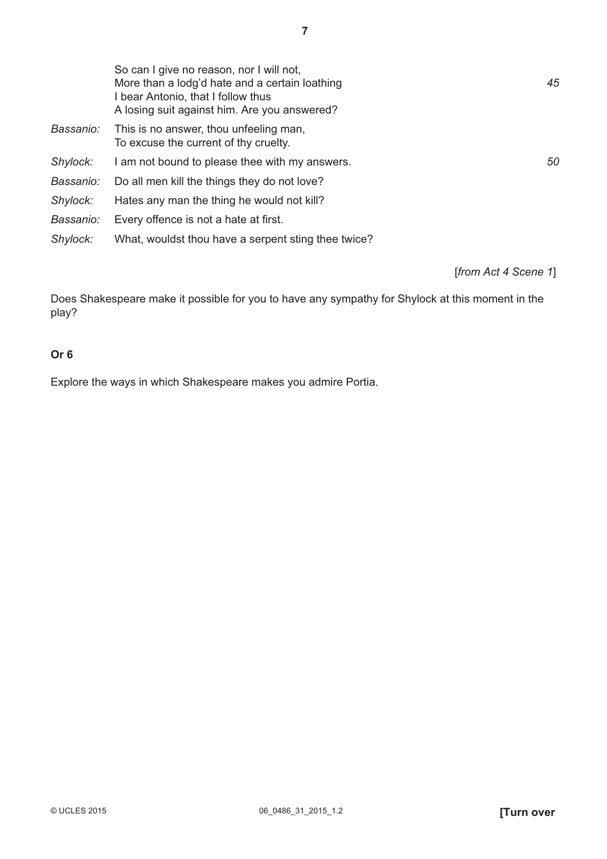 Cambridge IGCSE English - Literature 0486 2015 May/June Paper 3 · Variant 1 question paper, page 7 of 16