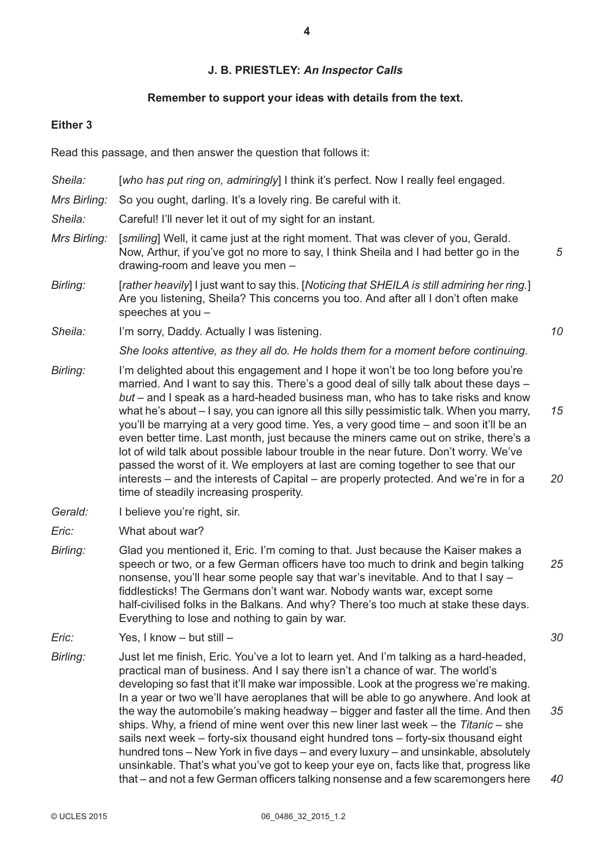 Cambridge IGCSE English - Literature 0486 2015 May/June Paper 3 · Variant 2 question paper, page 4 of 16