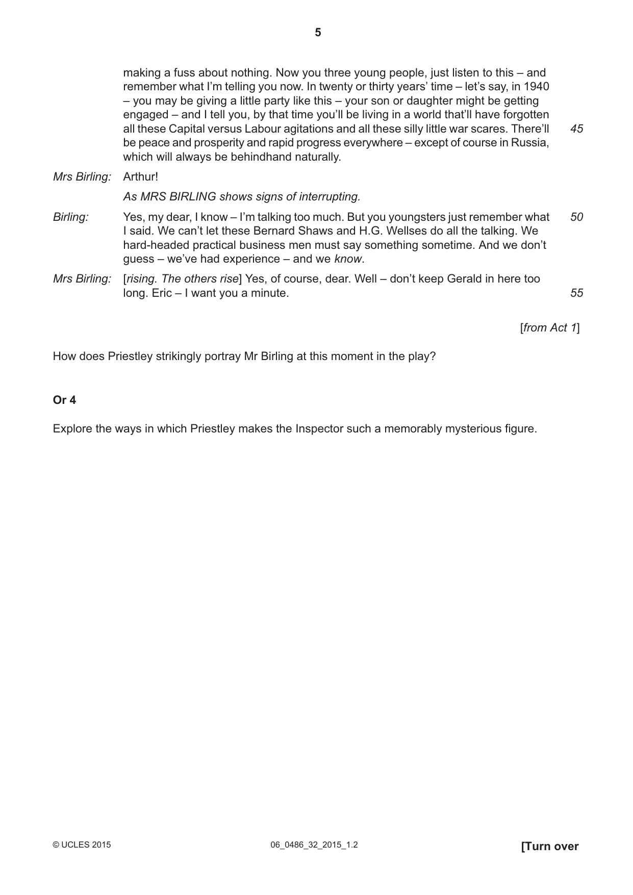 Cambridge IGCSE English - Literature 0486 2015 May/June Paper 3 · Variant 2 question paper, page 5 of 16