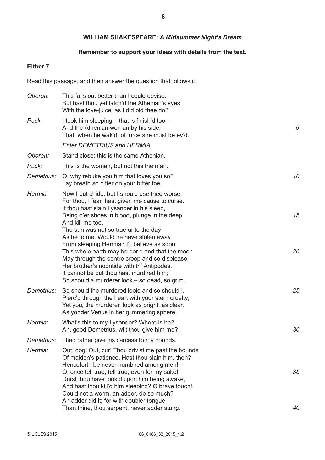 Cambridge IGCSE English - Literature 0486 2015 May/June Paper 3 · Variant 2 question paper, page 8 of 16