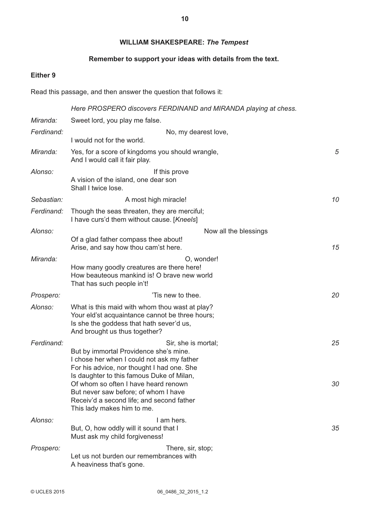 Cambridge IGCSE English - Literature 0486 2015 May/June Paper 3 · Variant 2 question paper, page 10 of 16