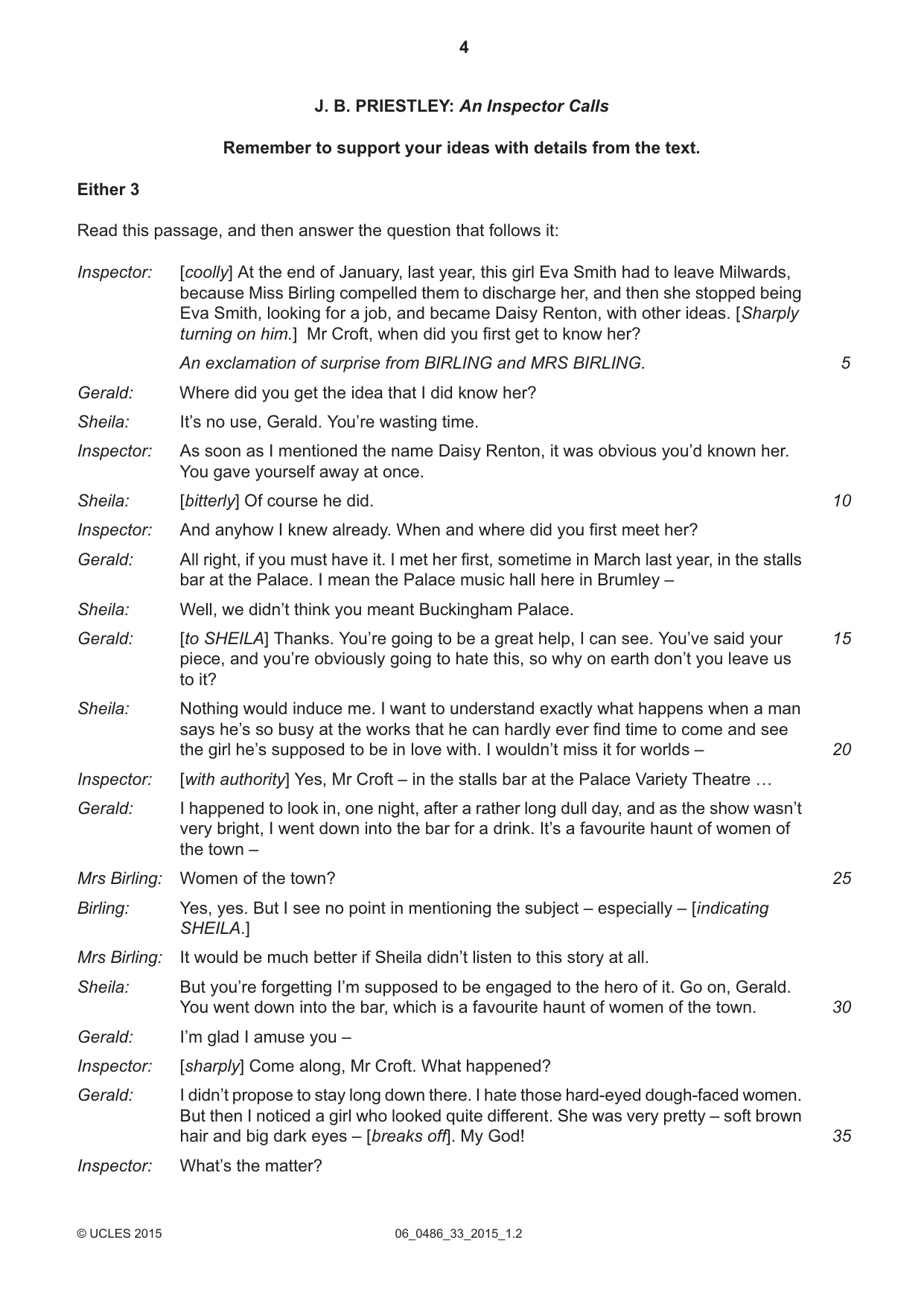 Cambridge IGCSE English - Literature 0486 2015 May/June Paper 3 · Variant 3 question paper, page 4 of 16