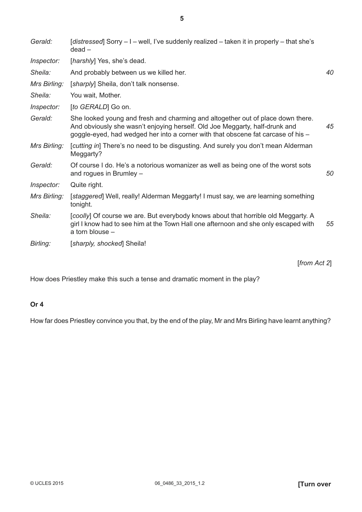 Cambridge IGCSE English - Literature 0486 2015 May/June Paper 3 · Variant 3 question paper, page 5 of 16