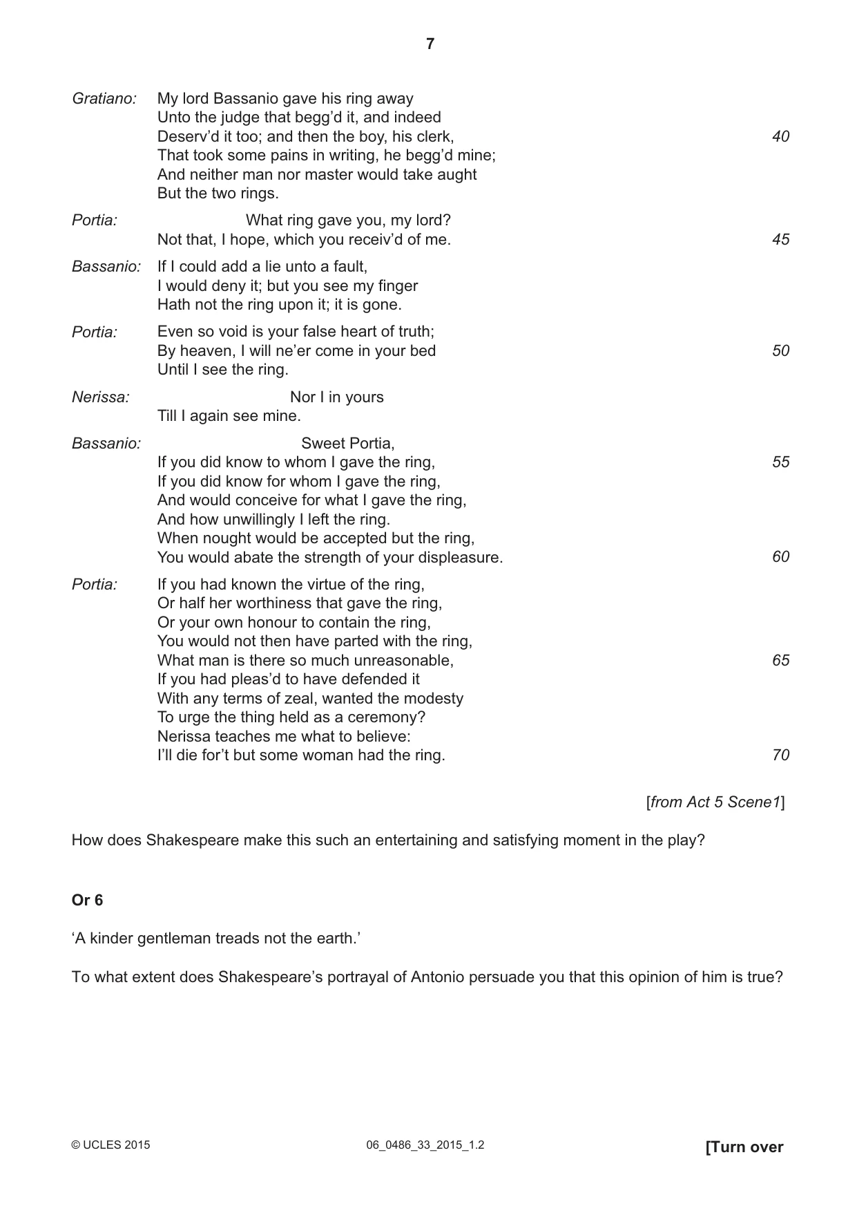 Cambridge IGCSE English - Literature 0486 2015 May/June Paper 3 · Variant 3 question paper, page 7 of 16