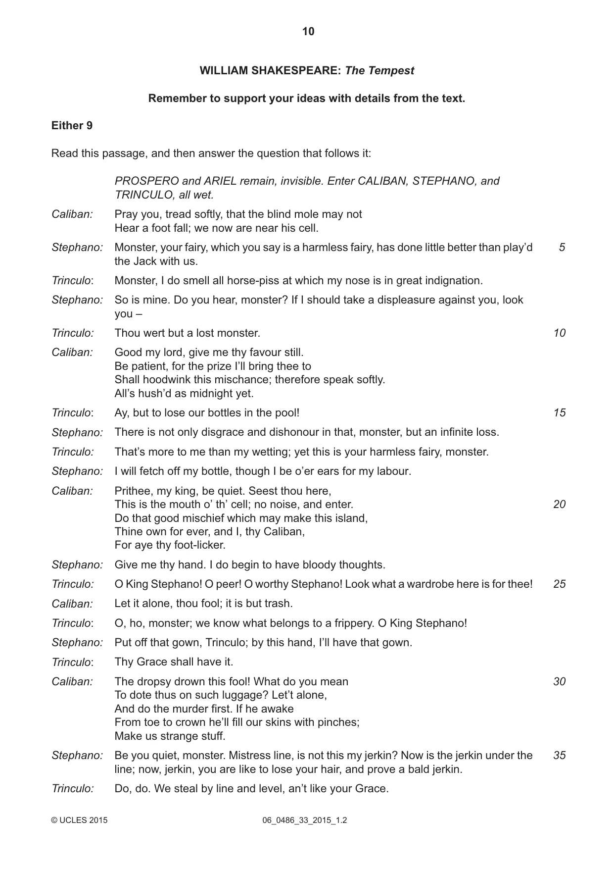 Cambridge IGCSE English - Literature 0486 2015 May/June Paper 3 · Variant 3 question paper, page 10 of 16