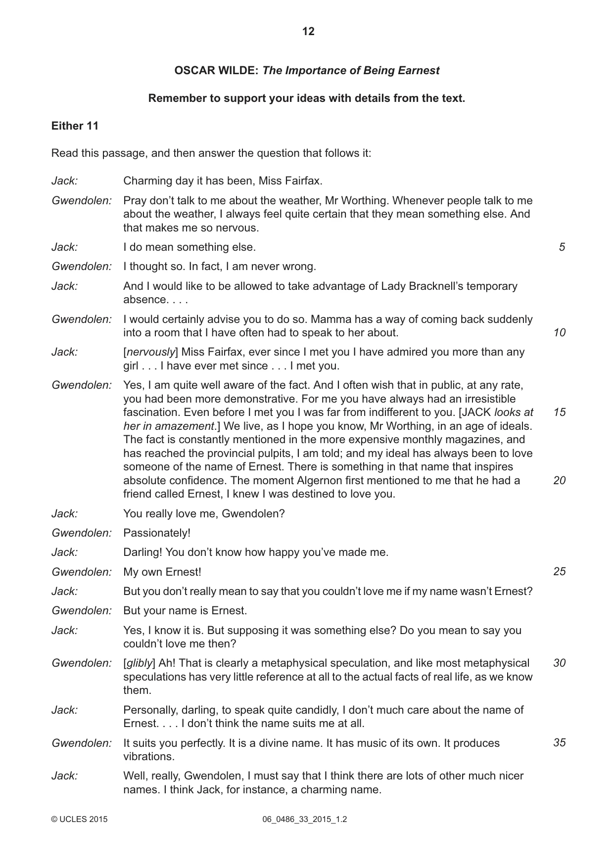 Cambridge IGCSE English - Literature 0486 2015 May/June Paper 3 · Variant 3 question paper, page 12 of 16