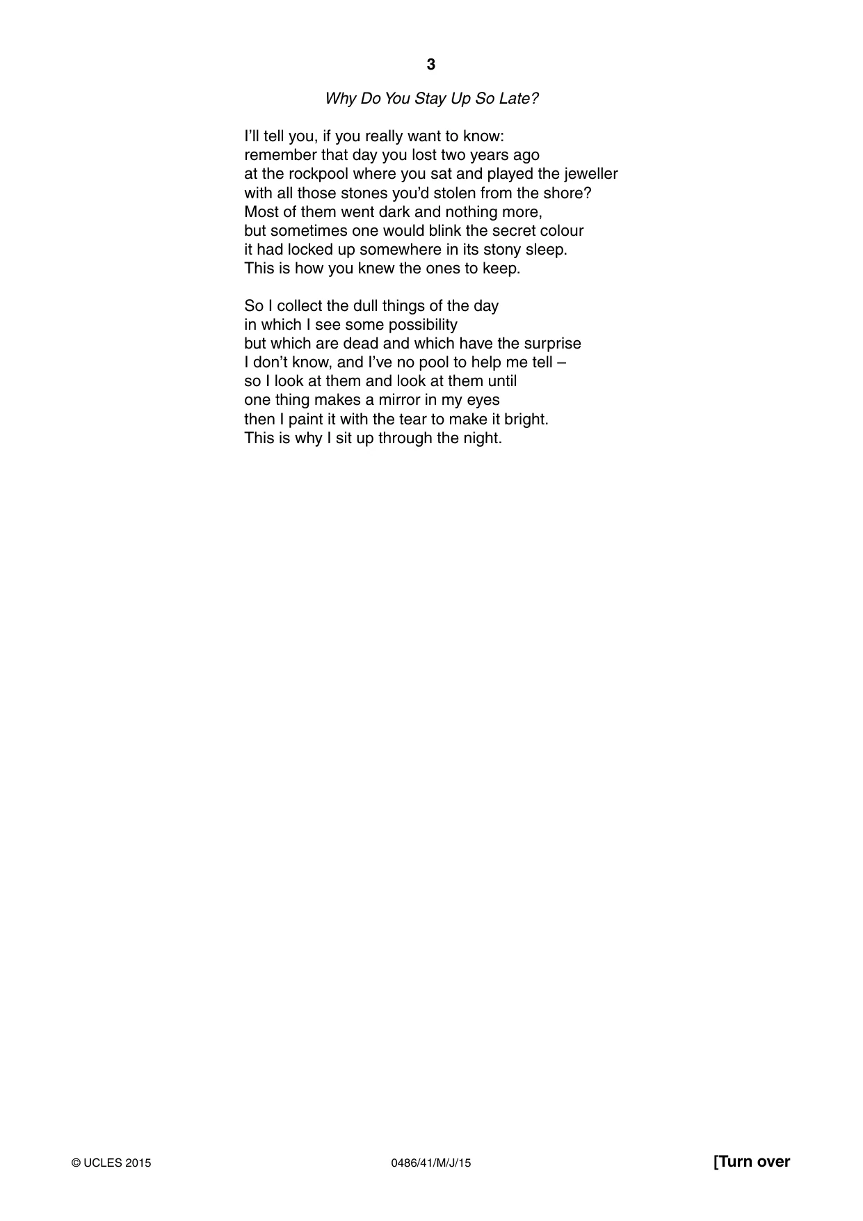 Cambridge IGCSE English - Literature 0486 2015 May/June Paper 4 · Variant 1 question paper, page 3 of 8