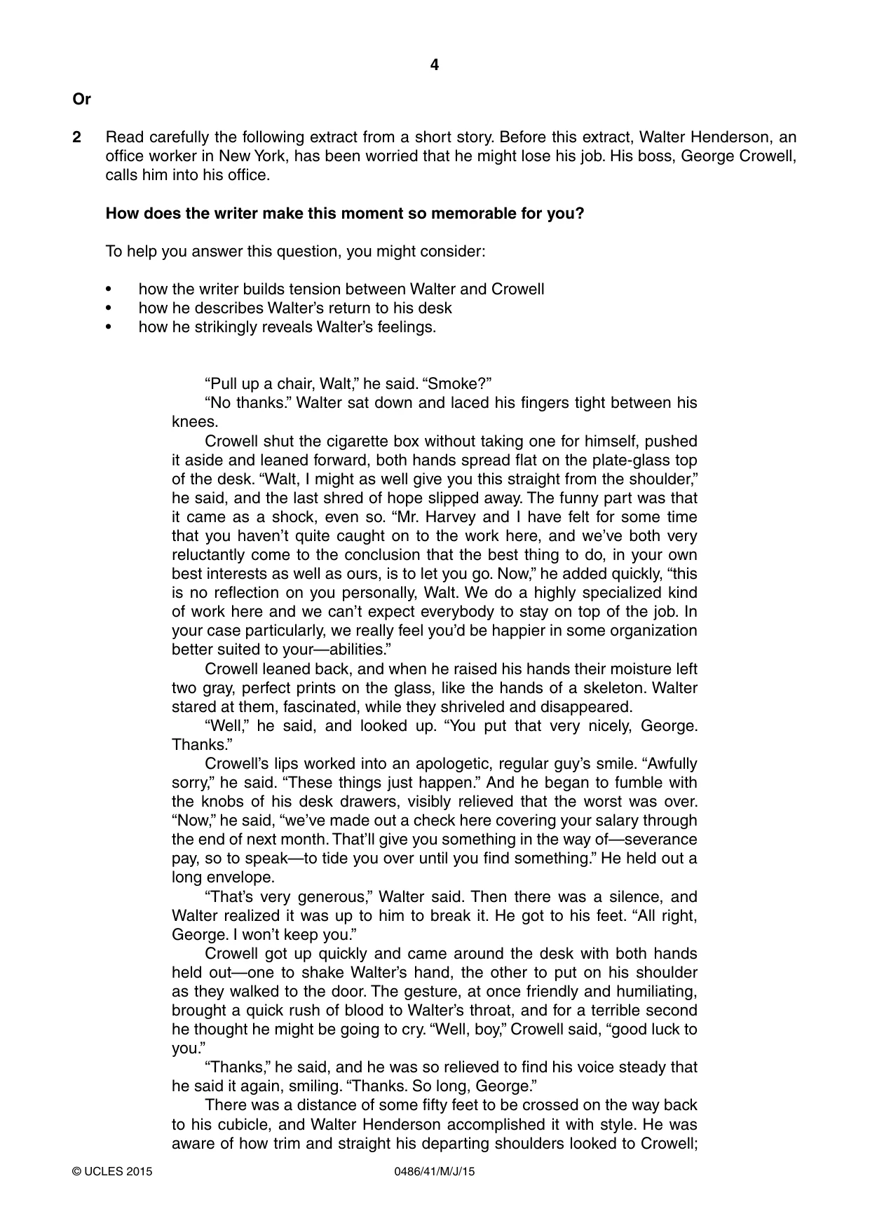 Cambridge IGCSE English - Literature 0486 2015 May/June Paper 4 · Variant 1 question paper, page 4 of 8