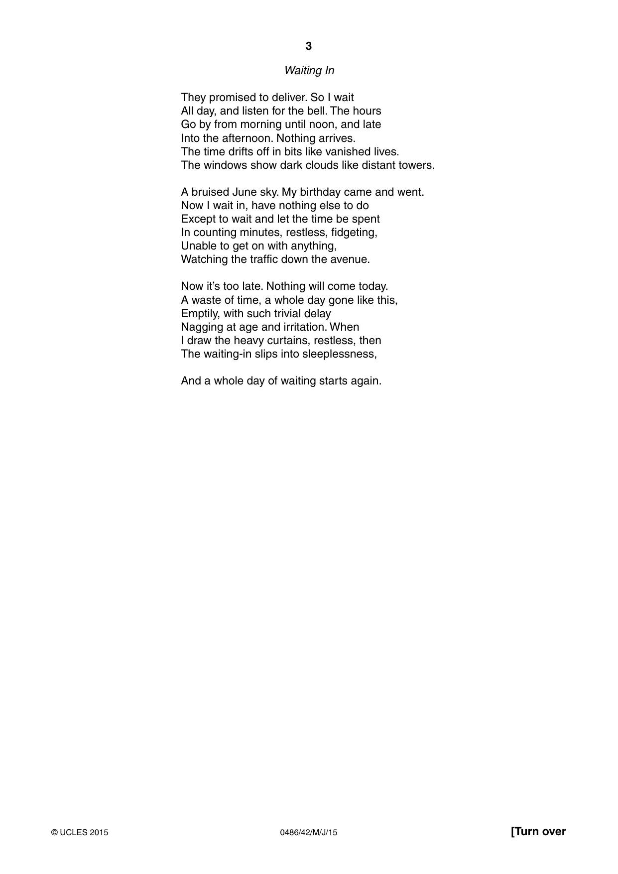 Cambridge IGCSE English - Literature 0486 2015 May/June Paper 4 · Variant 2 question paper, page 3 of 8