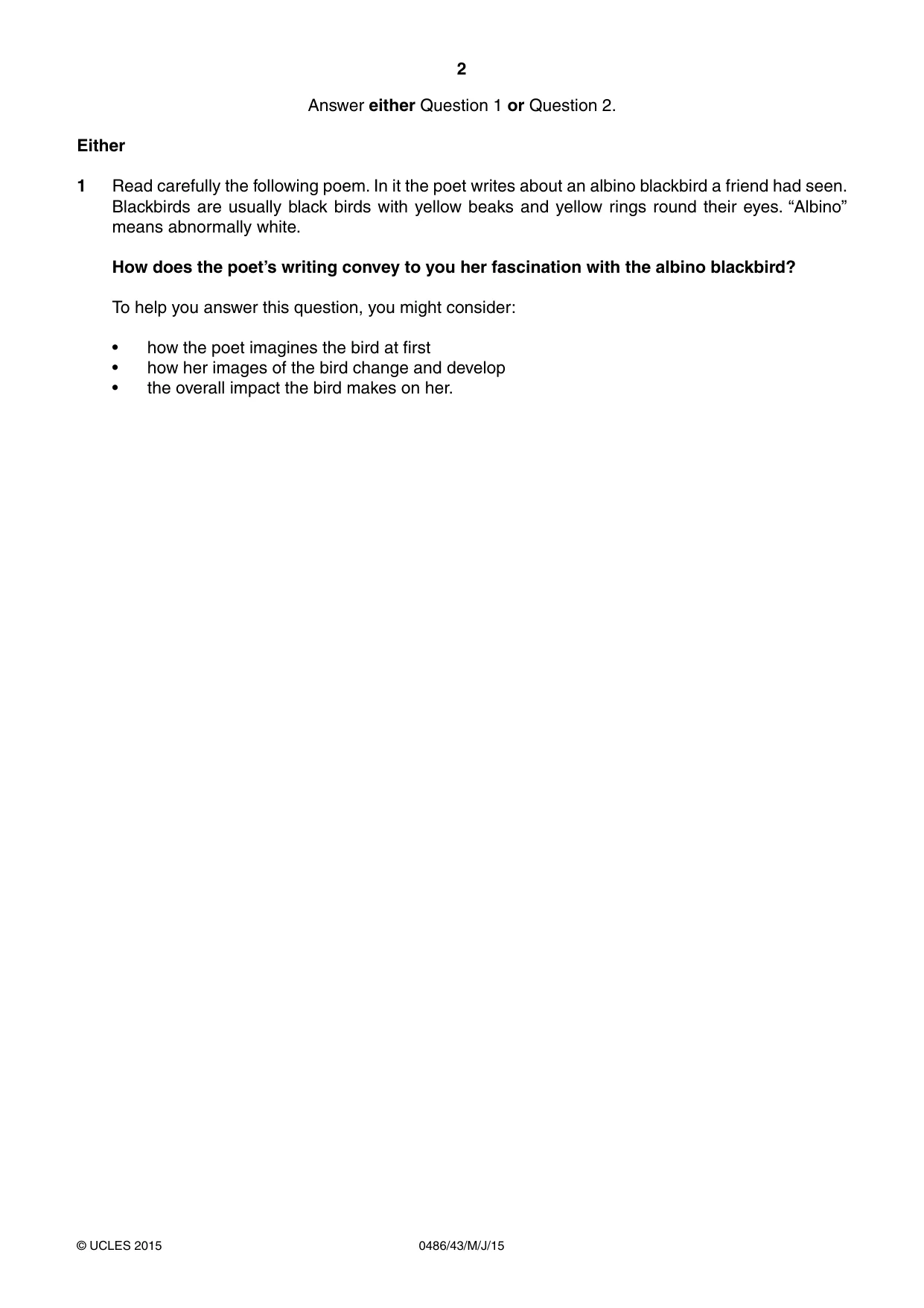 Cambridge IGCSE English - Literature 0486 2015 May/June Paper 4 · Variant 3 question paper, page 2 of 8