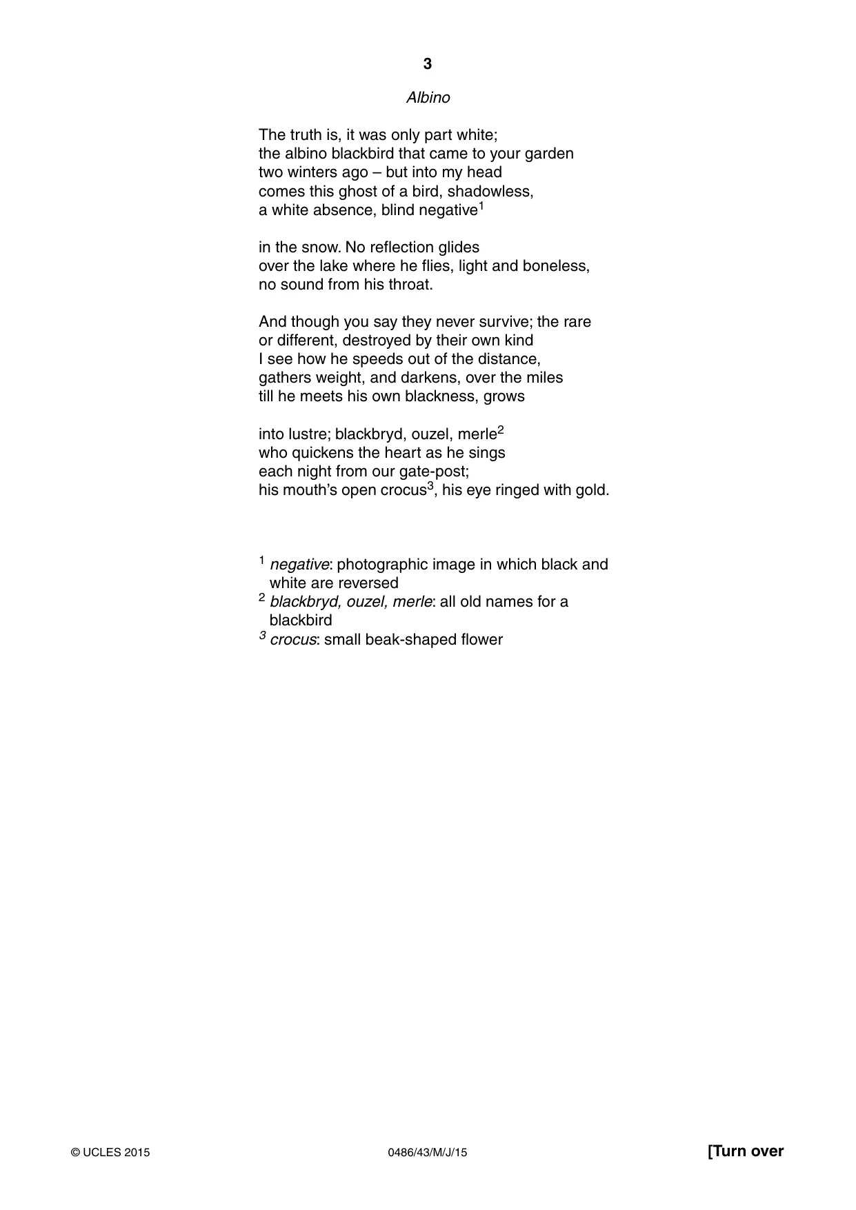Cambridge IGCSE English - Literature 0486 2015 May/June Paper 4 · Variant 3 question paper, page 3 of 8