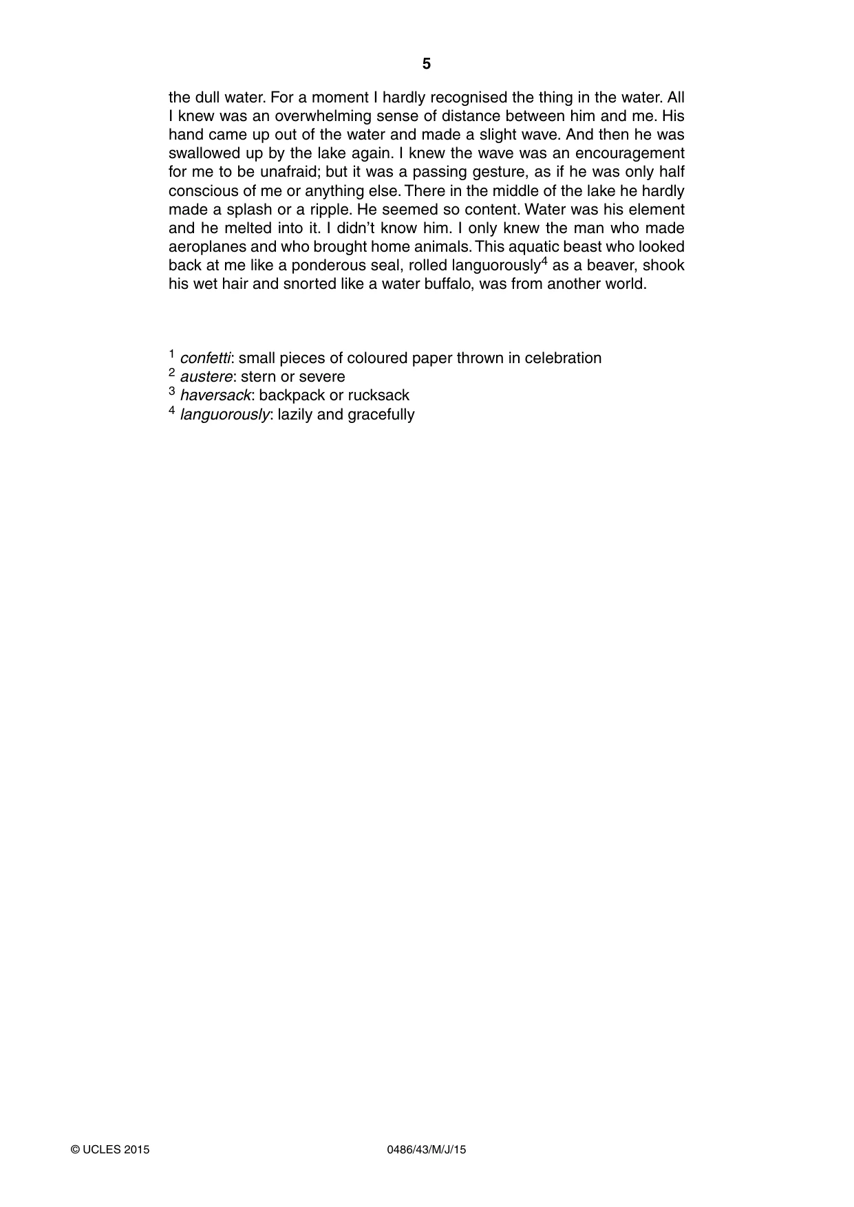 Cambridge IGCSE English - Literature 0486 2015 May/June Paper 4 · Variant 3 question paper, page 5 of 8