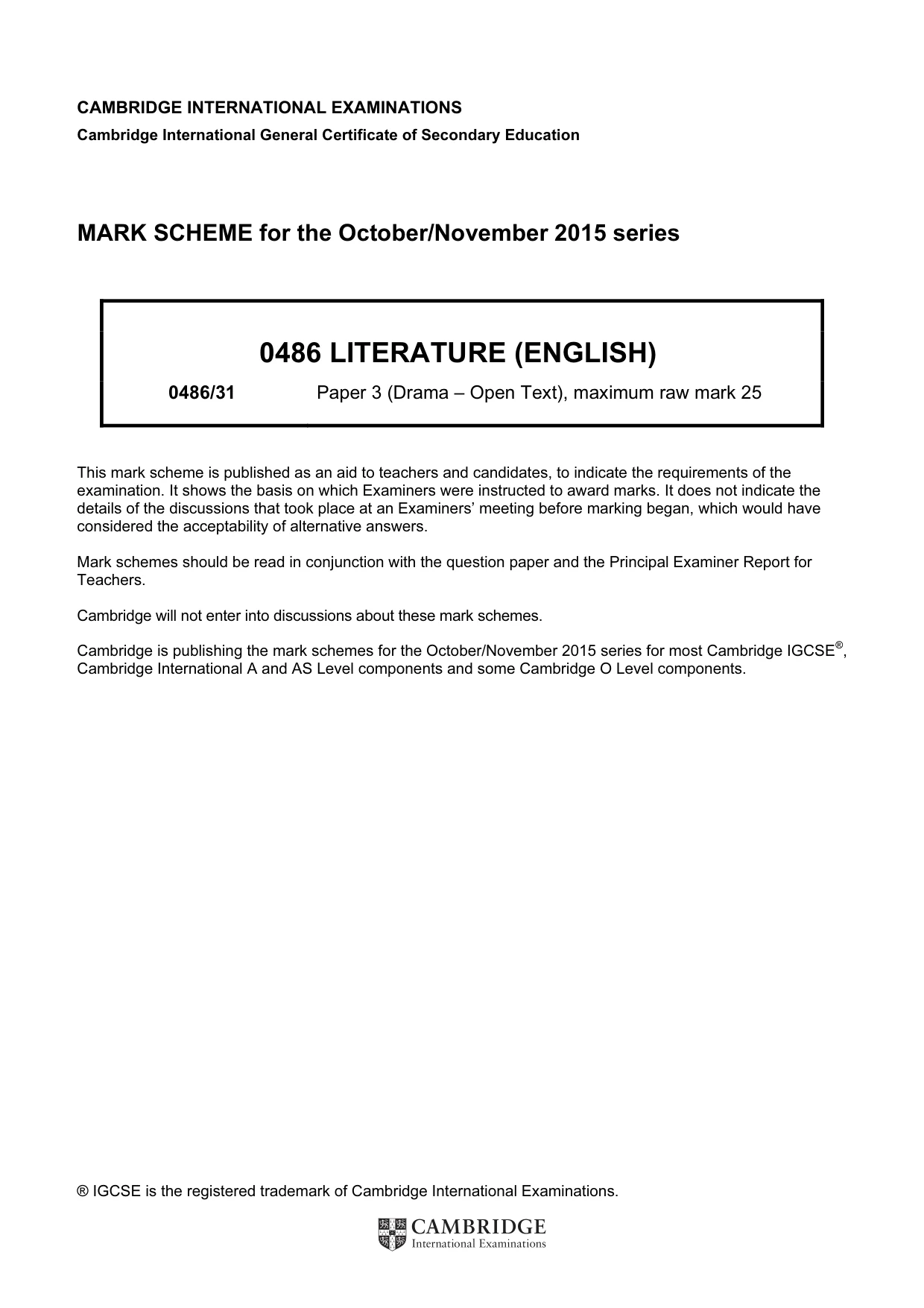 Mark scheme, page 1 of 3