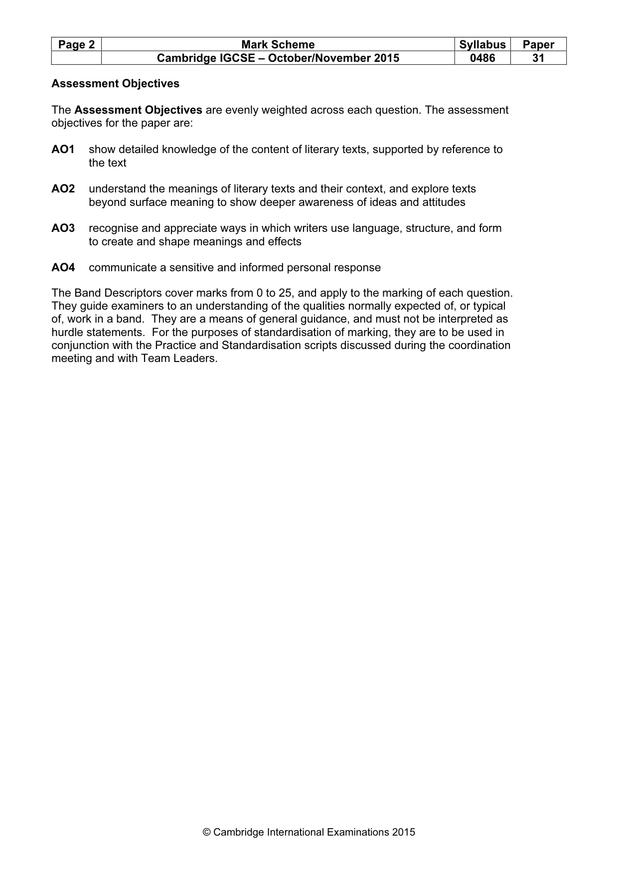 Mark scheme, page 2 of 3
