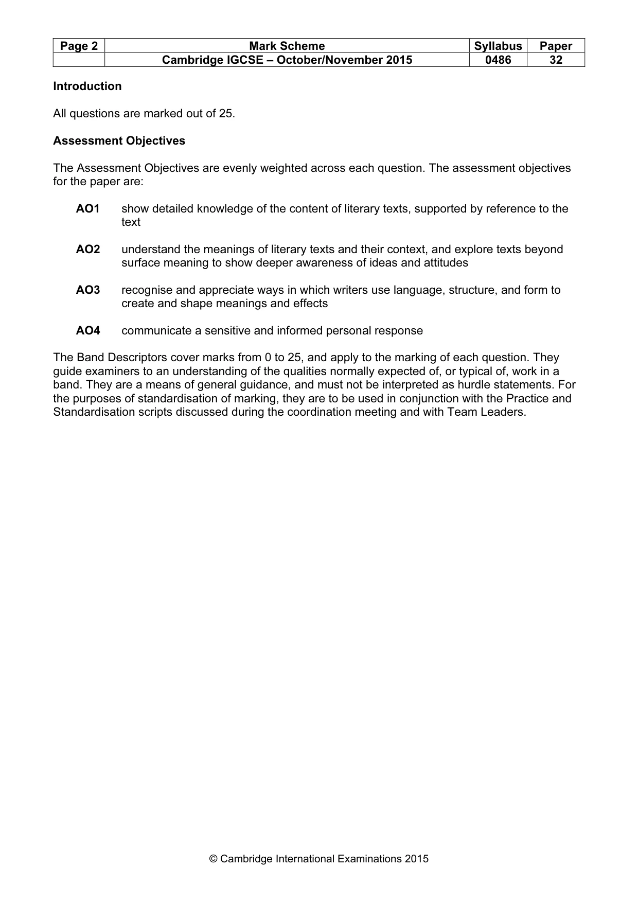 Mark scheme, page 2 of 3