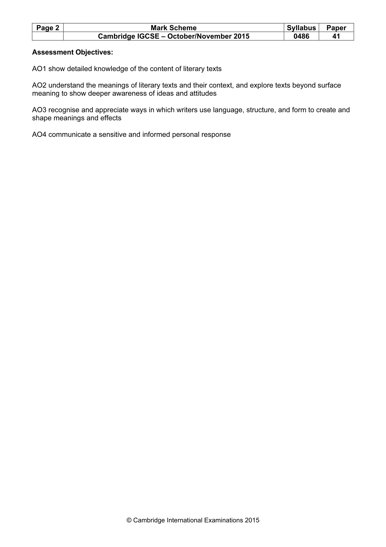 Mark scheme, page 2 of 3