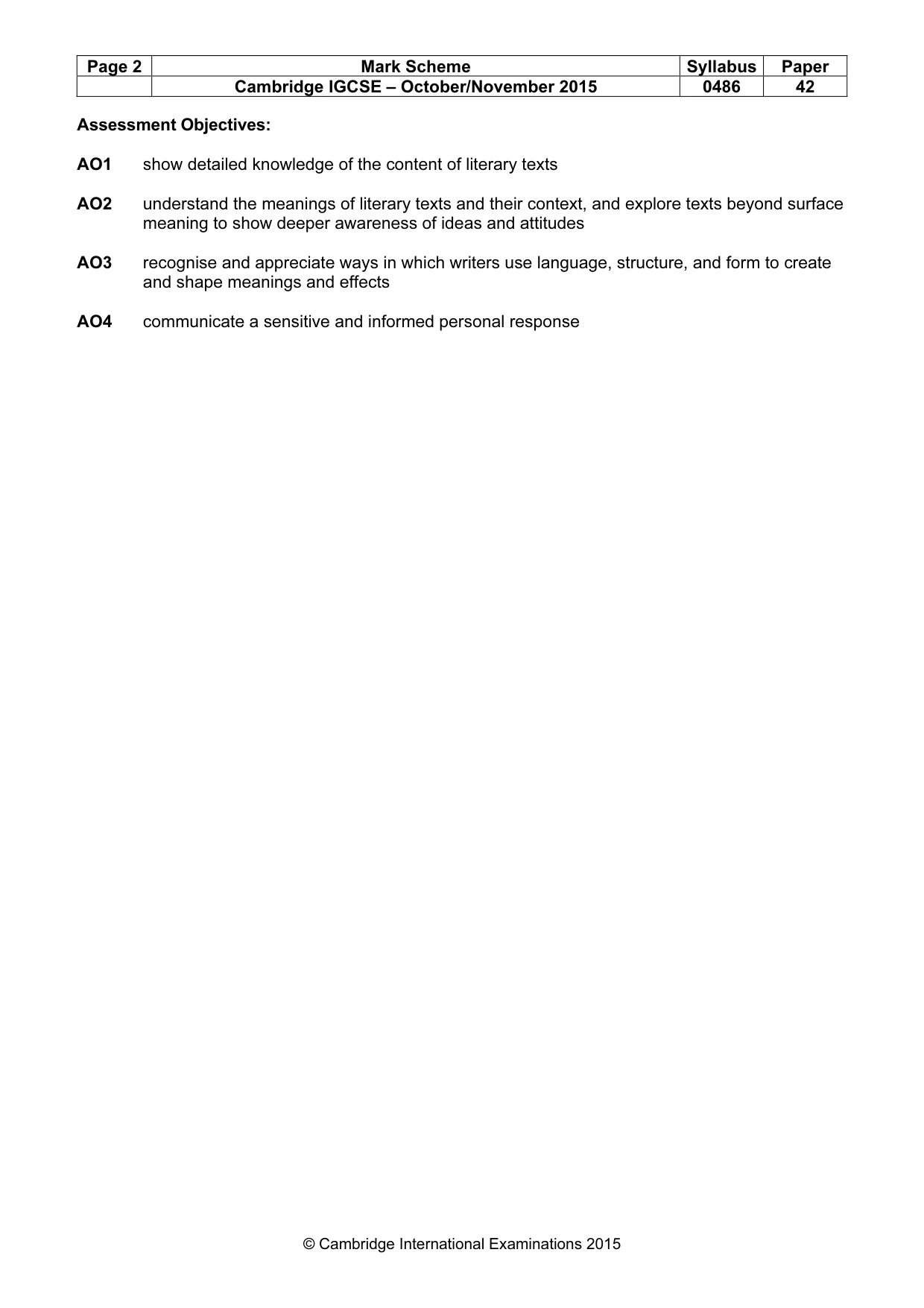 Mark scheme, page 2 of 3