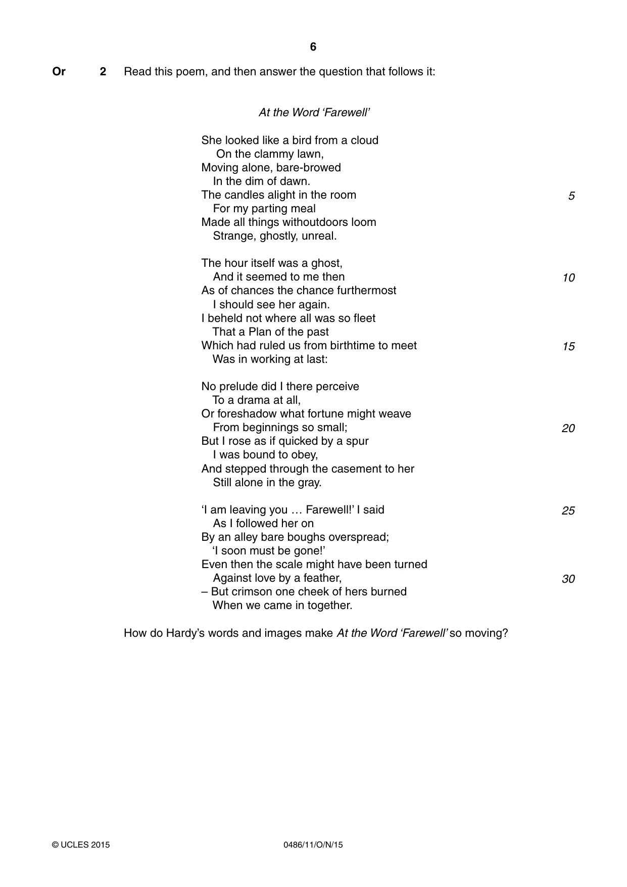 Cambridge IGCSE English - Literature 0486 2015 Oct/Nov Paper 1 · Variant 1 question paper, page 6 of 28