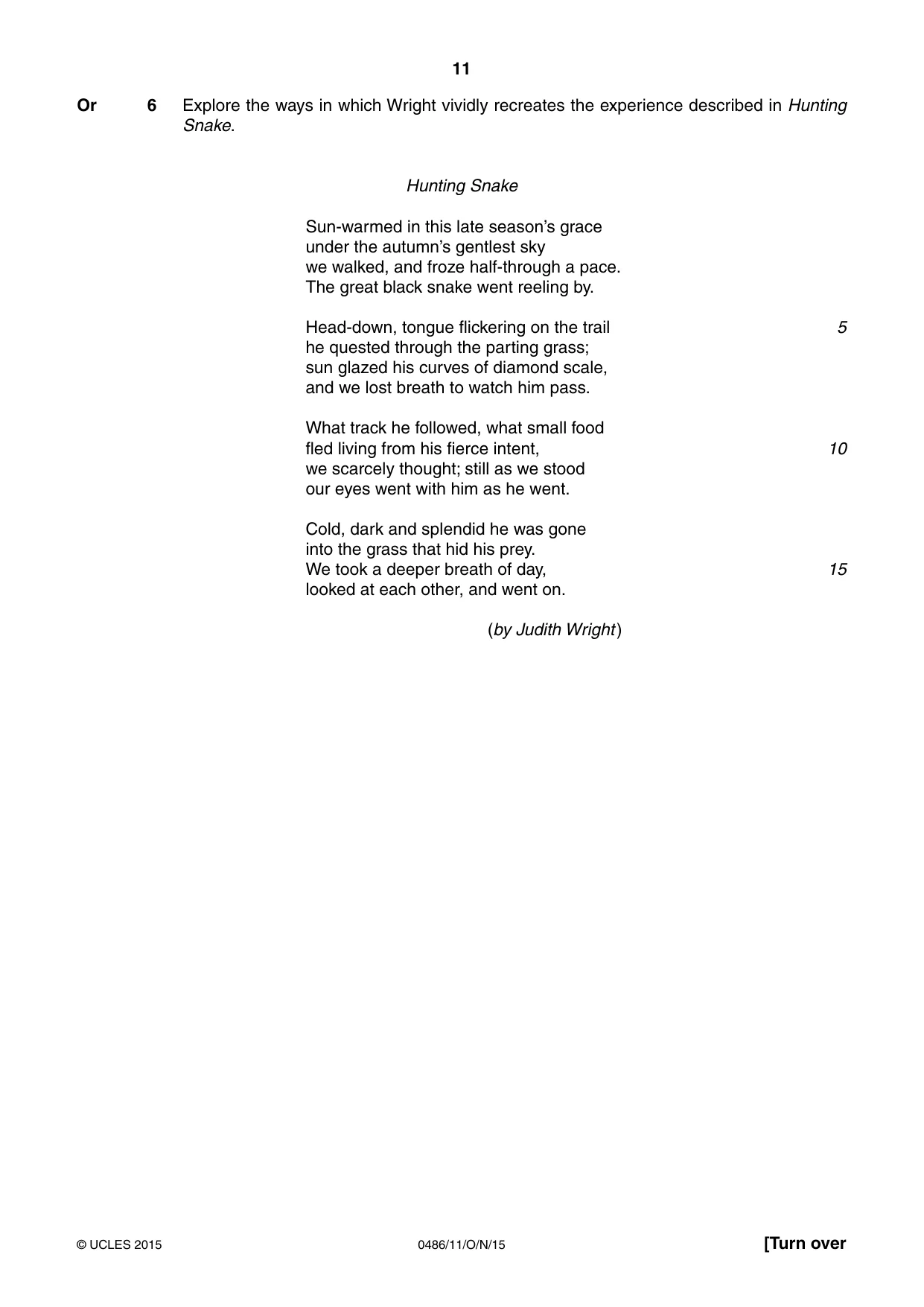 Cambridge IGCSE English - Literature 0486 2015 Oct/Nov Paper 1 · Variant 1 question paper, page 11 of 28
