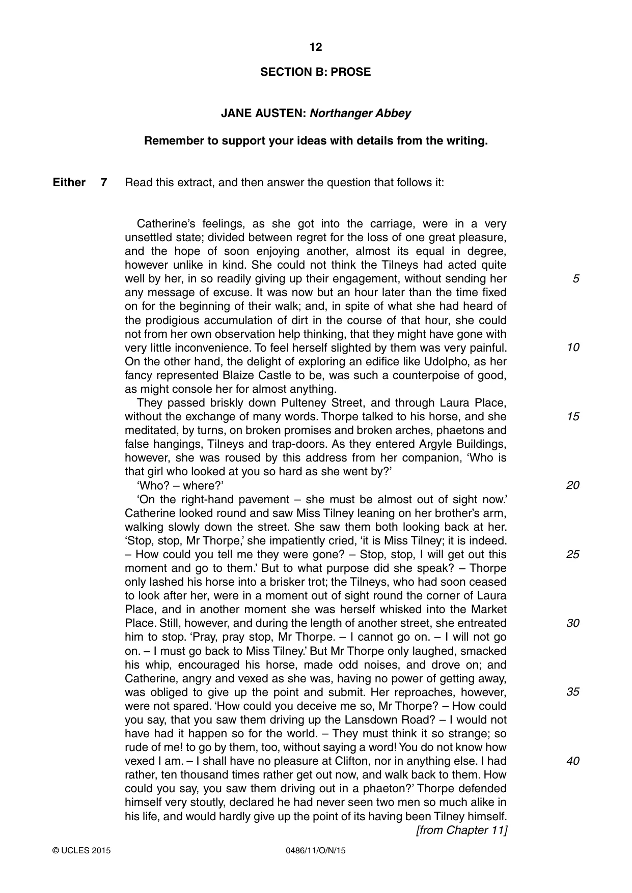 Cambridge IGCSE English - Literature 0486 2015 Oct/Nov Paper 1 · Variant 1 question paper, page 12 of 28