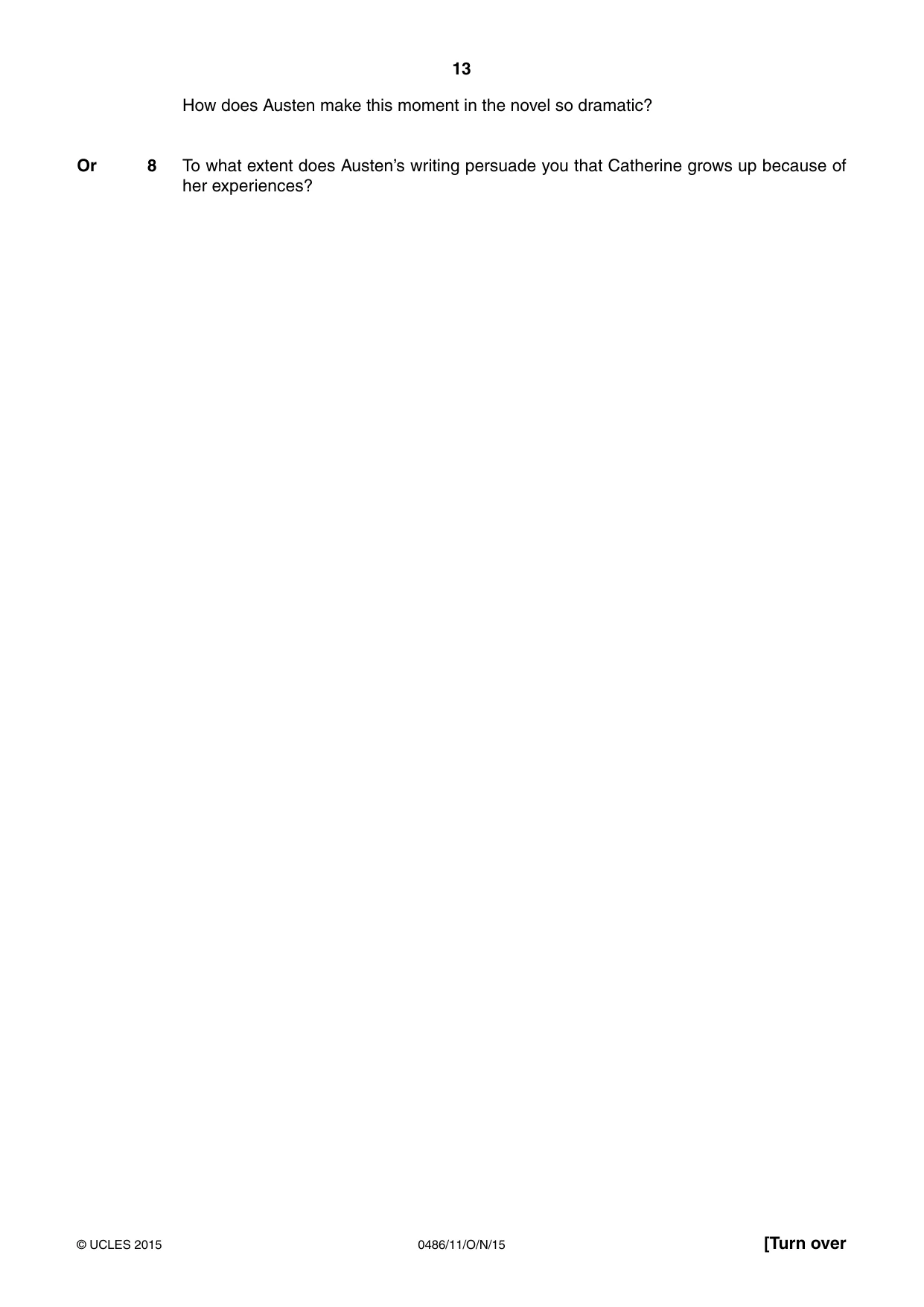 Cambridge IGCSE English - Literature 0486 2015 Oct/Nov Paper 1 · Variant 1 question paper, page 13 of 28