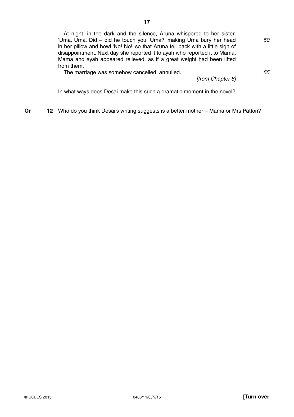 Cambridge IGCSE English - Literature 0486 2015 Oct/Nov Paper 1 · Variant 1 question paper, page 17 of 28