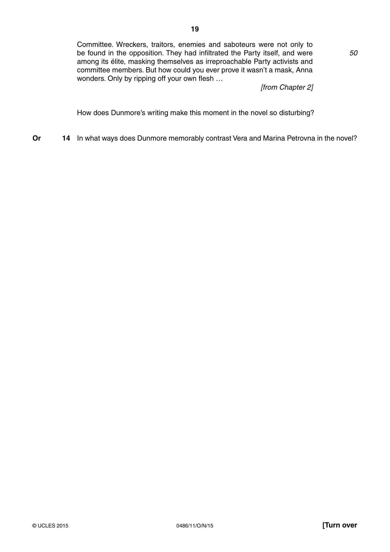 Cambridge IGCSE English - Literature 0486 2015 Oct/Nov Paper 1 · Variant 1 question paper, page 19 of 28