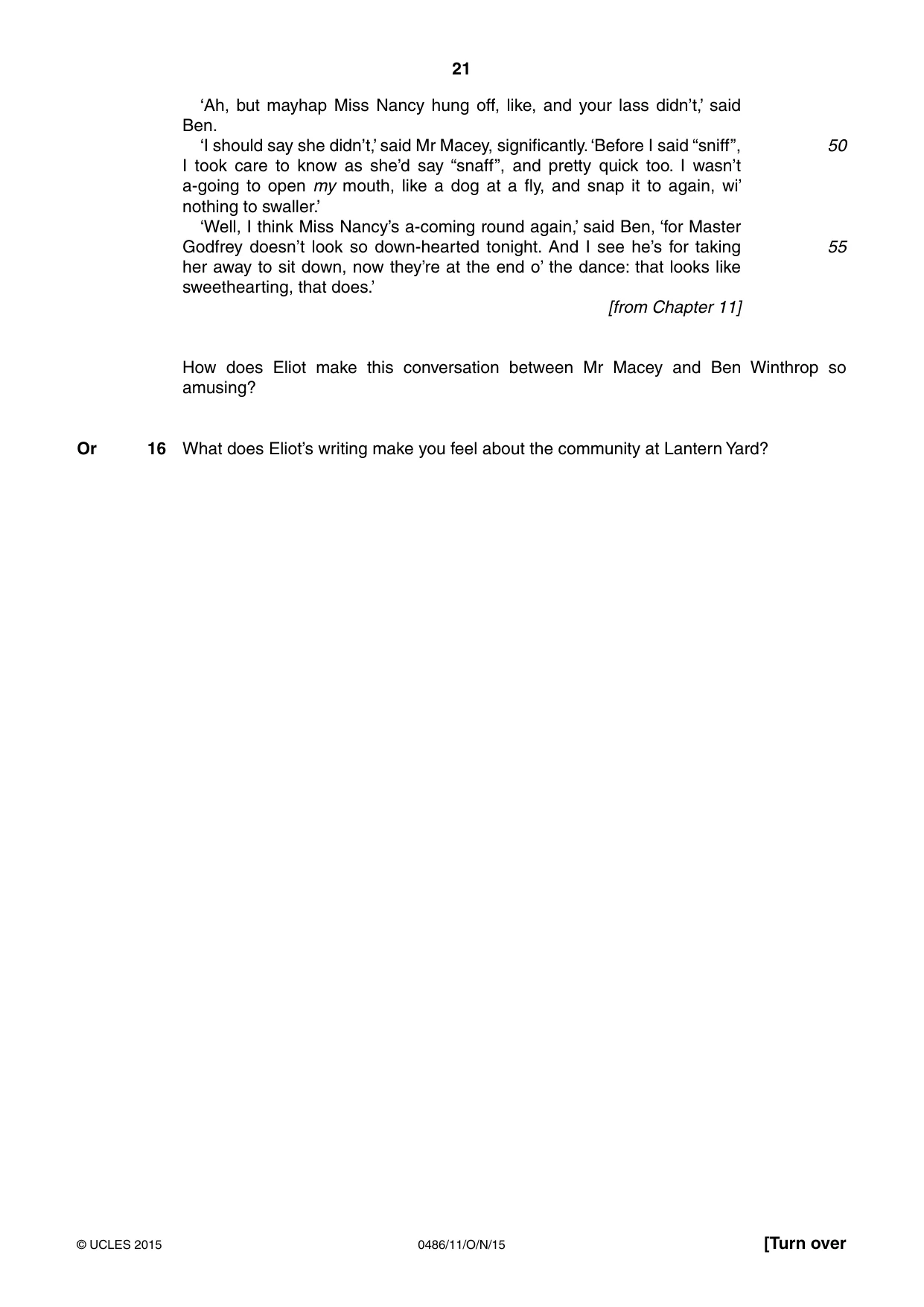 Cambridge IGCSE English - Literature 0486 2015 Oct/Nov Paper 1 · Variant 1 question paper, page 21 of 28