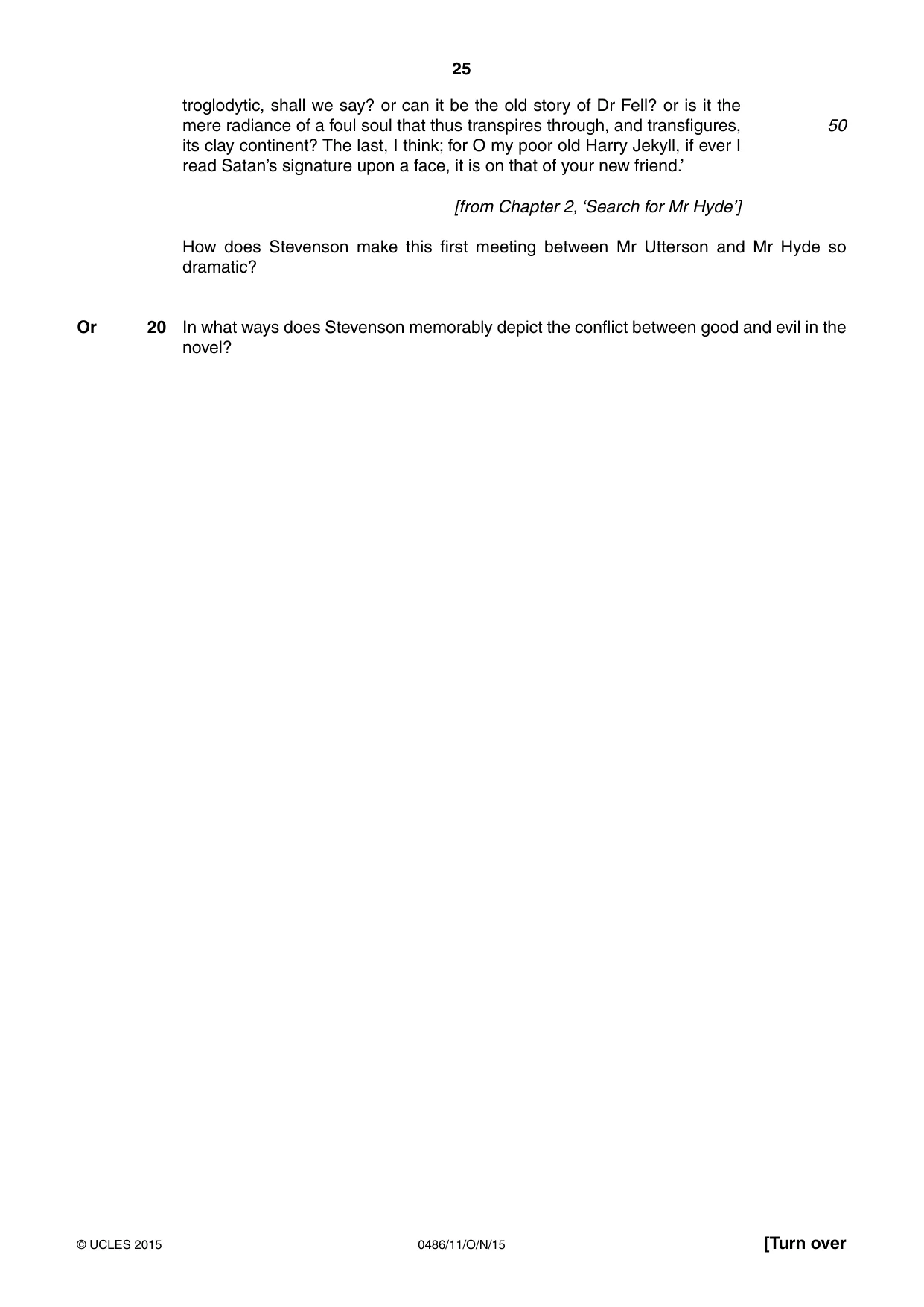 Cambridge IGCSE English - Literature 0486 2015 Oct/Nov Paper 1 · Variant 1 question paper, page 25 of 28